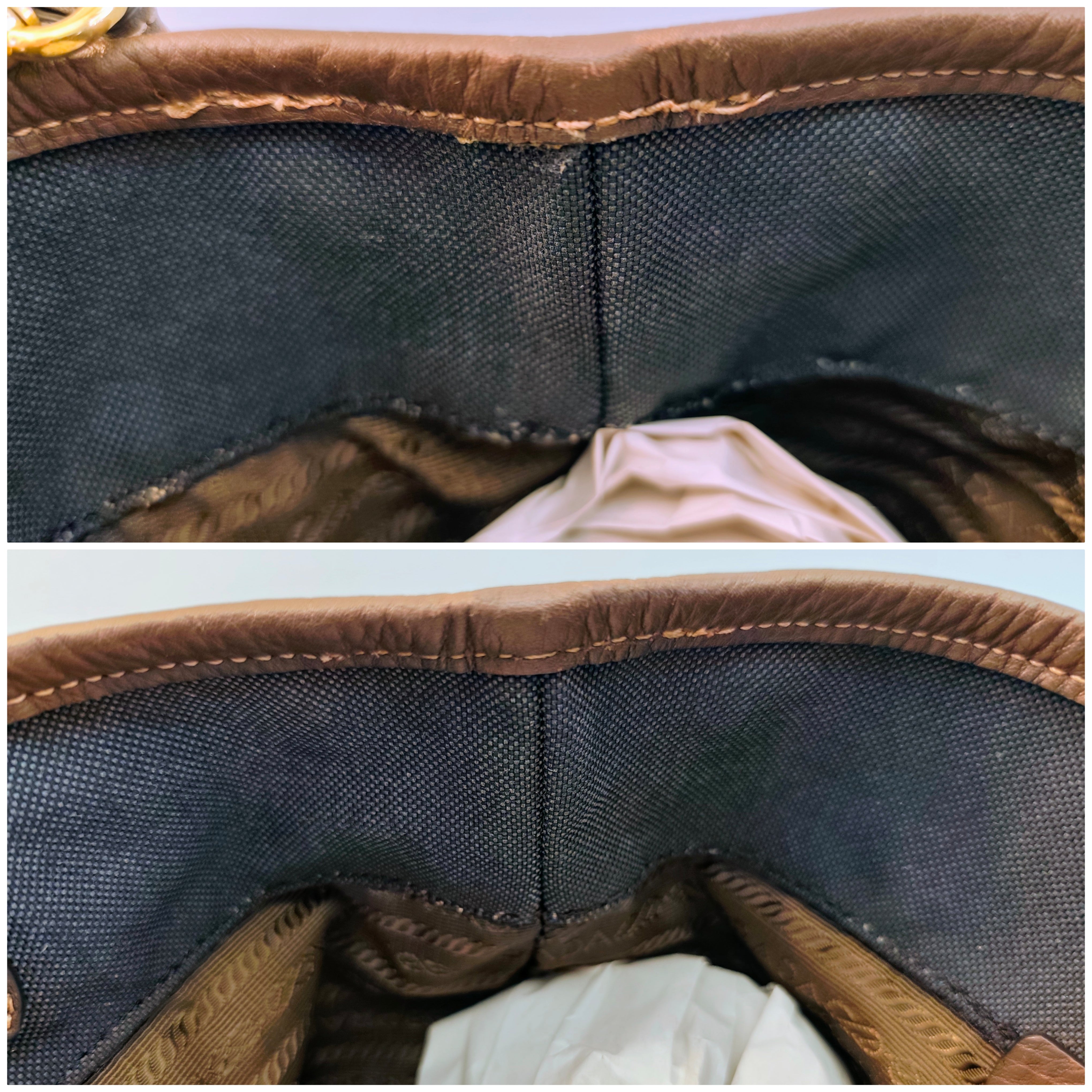 Prada – Tote Bag Media Logo Jacquard Tessuto Denim e inserti in Pelle