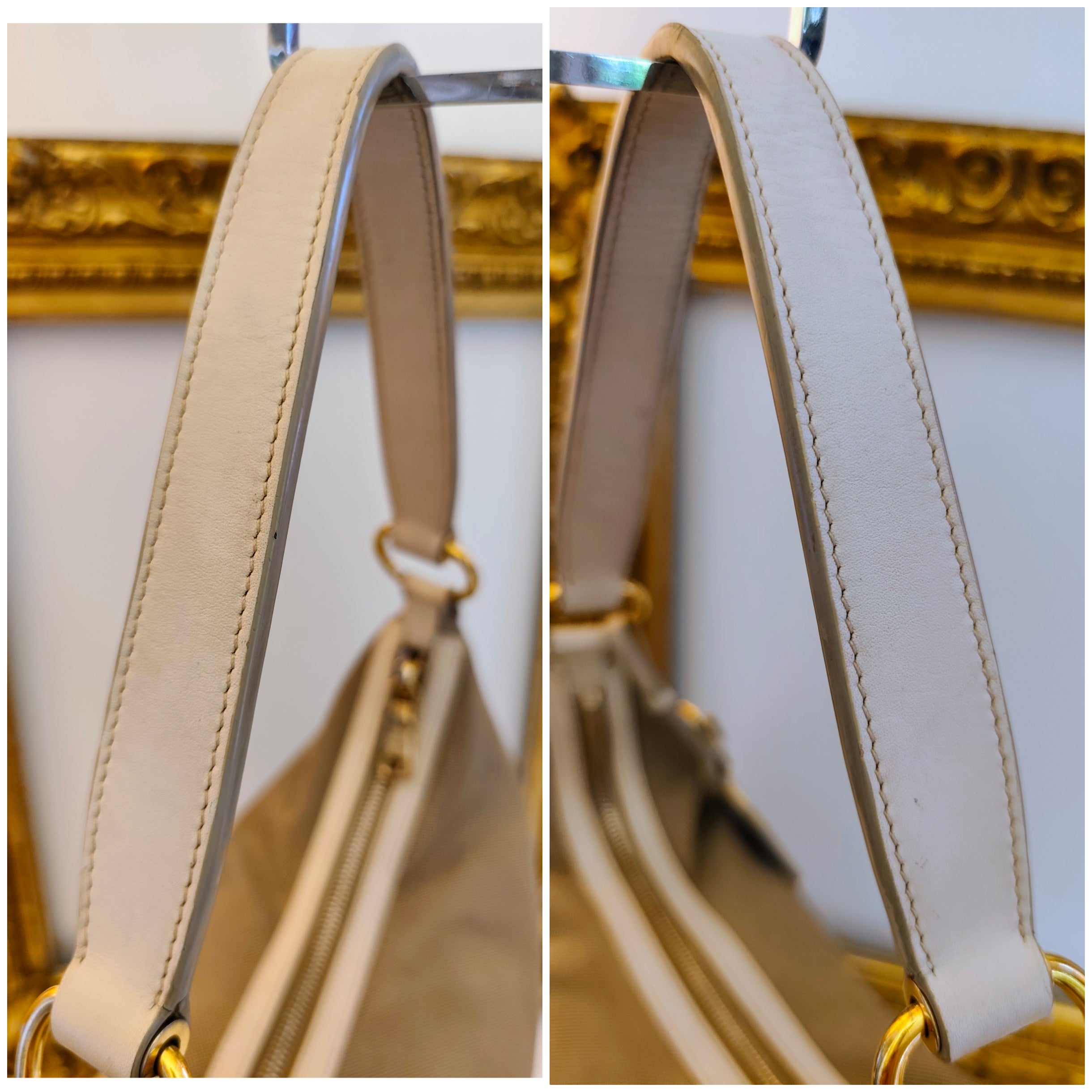 Prada – Hobo Bag Logo Jacquard in Tessuto Beige e Pelle Avorio
