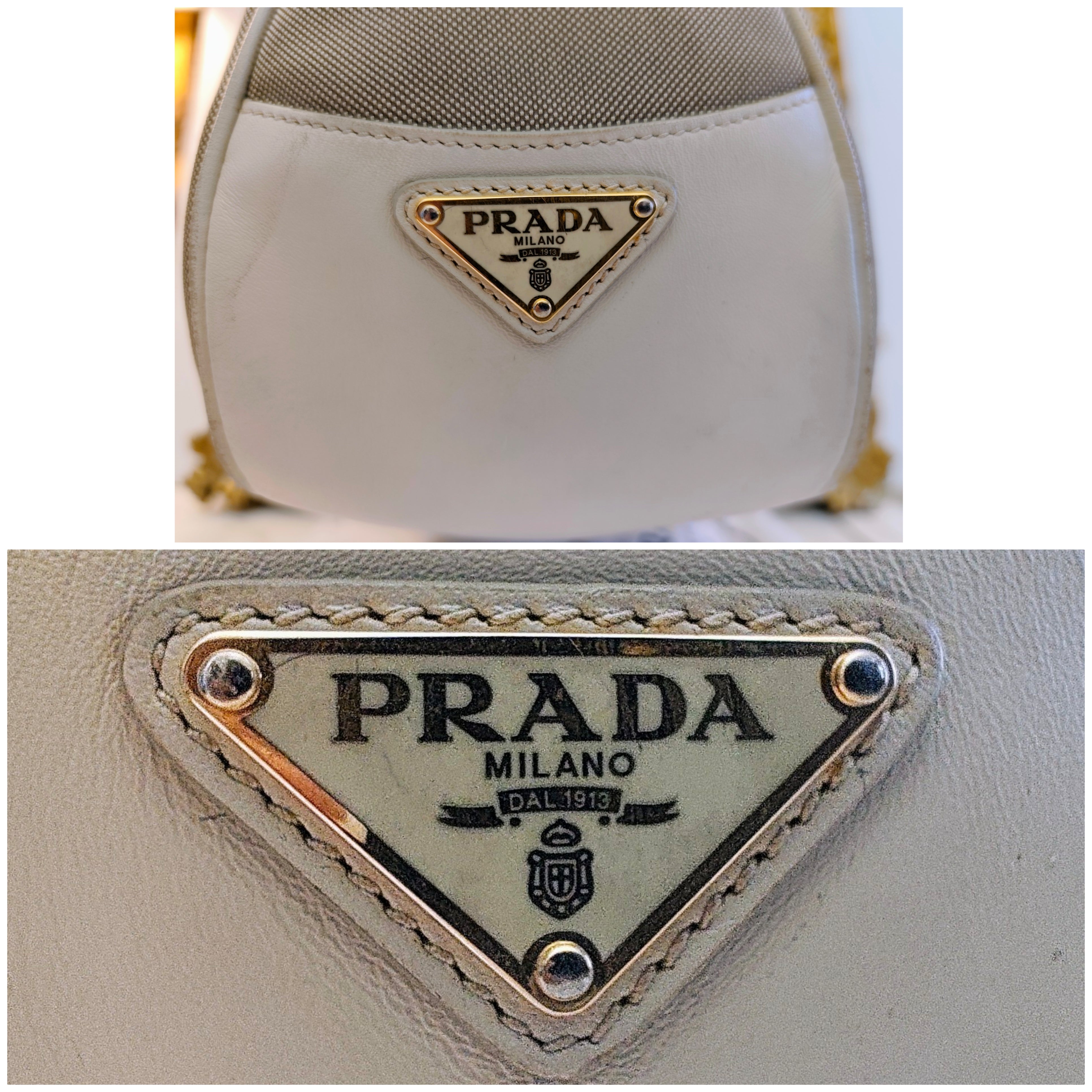 Prada – Hobo Bag Logo Jacquard in Tessuto Beige e Pelle Avorio
