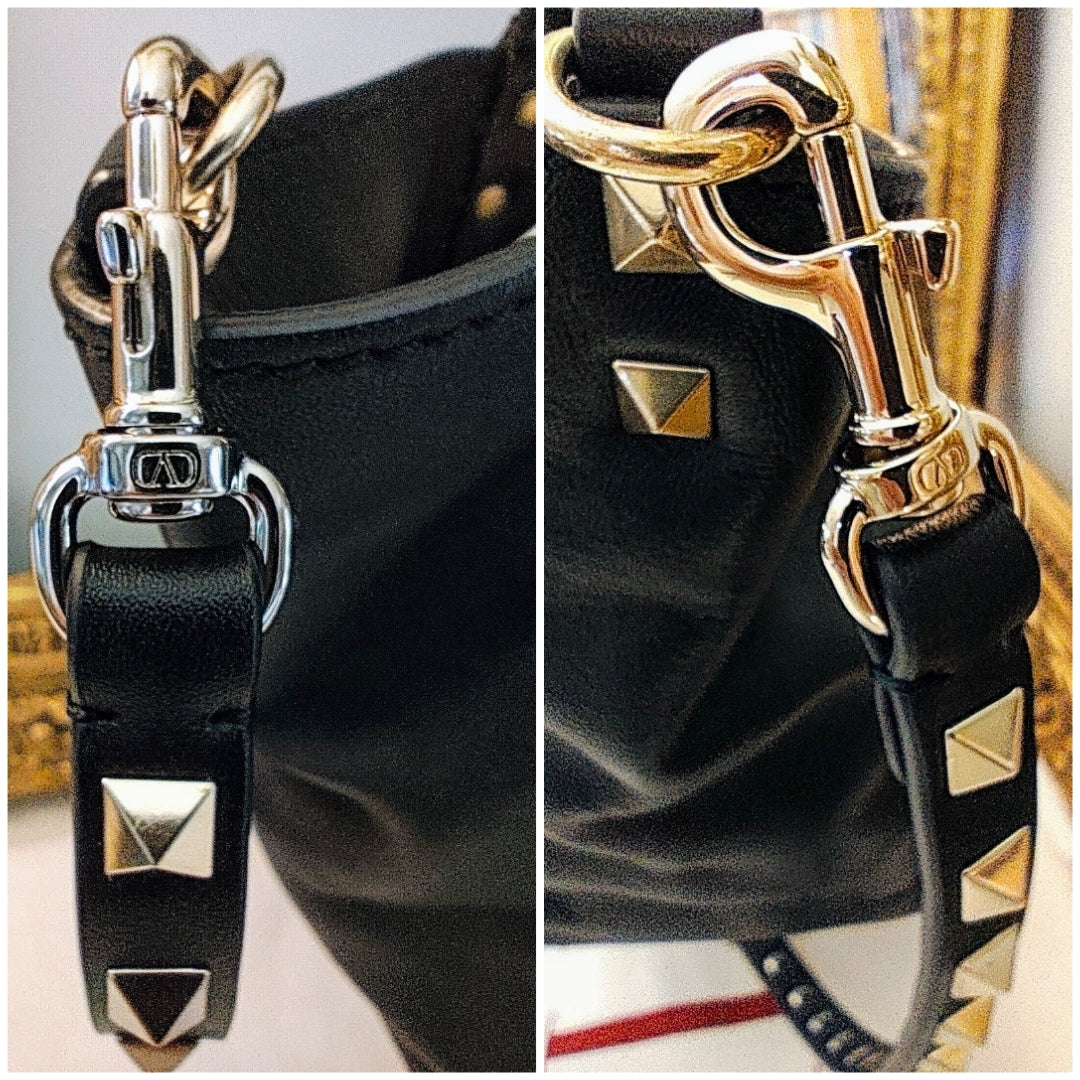 Valentino Garavani – Rockstud Borsa Tote Bag Shopper in Pelle Nera Pari al Nuovo