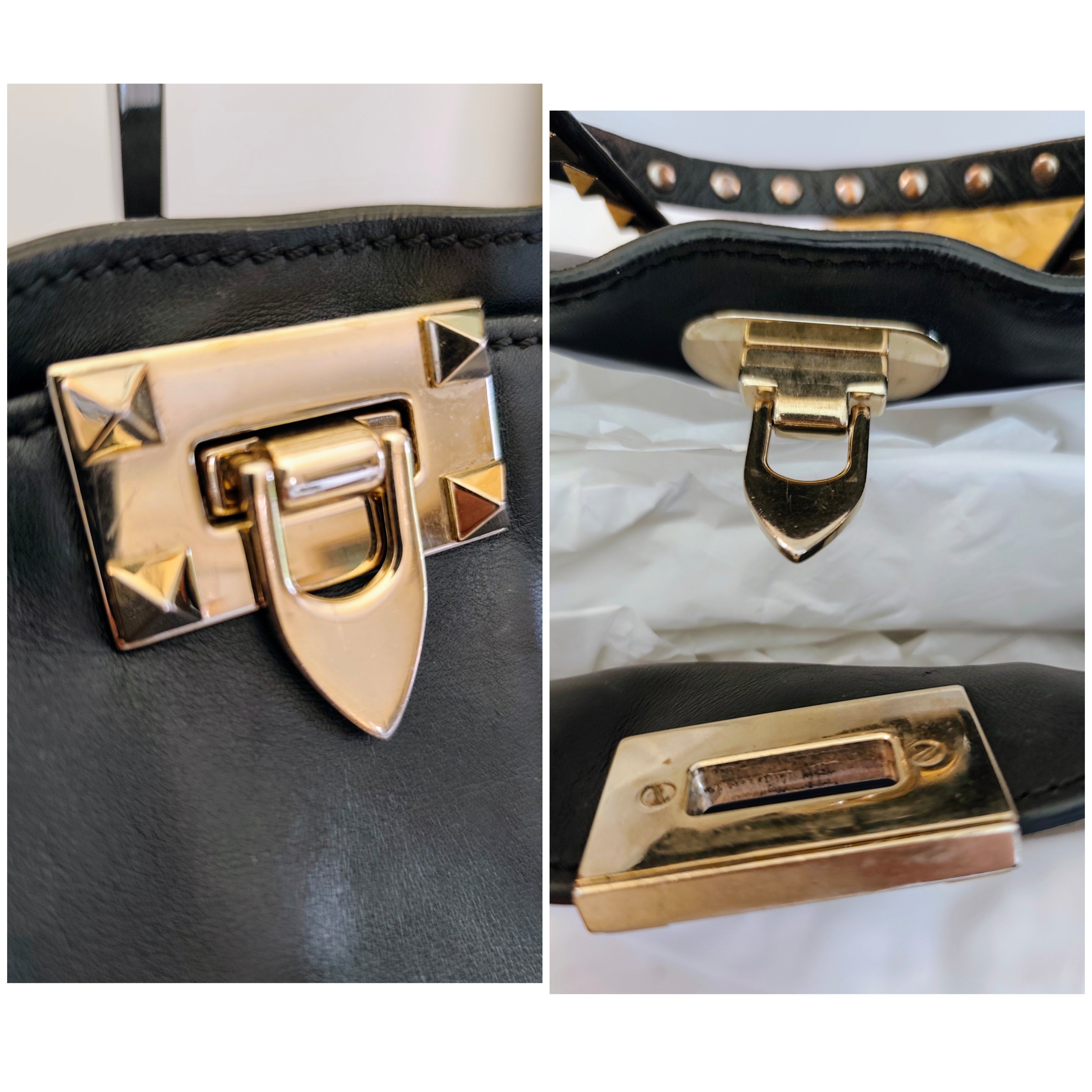 Valentino Garavani – Rockstud Borsa Tote Bag Shopper in Pelle Nera Pari al Nuovo