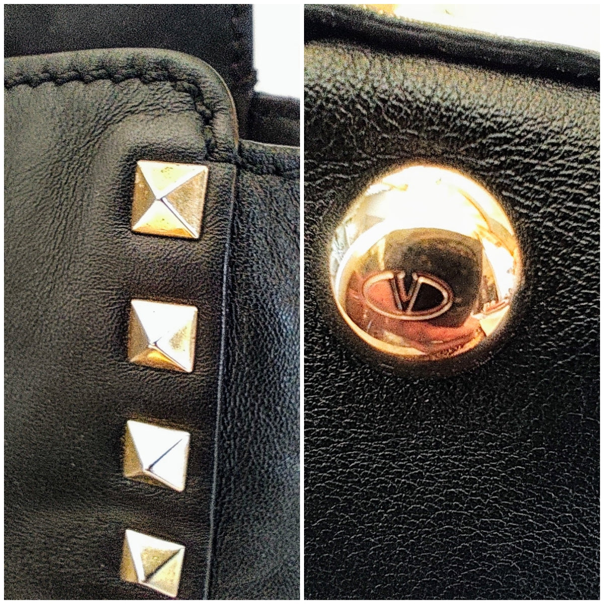 Valentino Garavani – Rockstud Borsa Tote Bag Shopper in Pelle Nera Pari al Nuovo