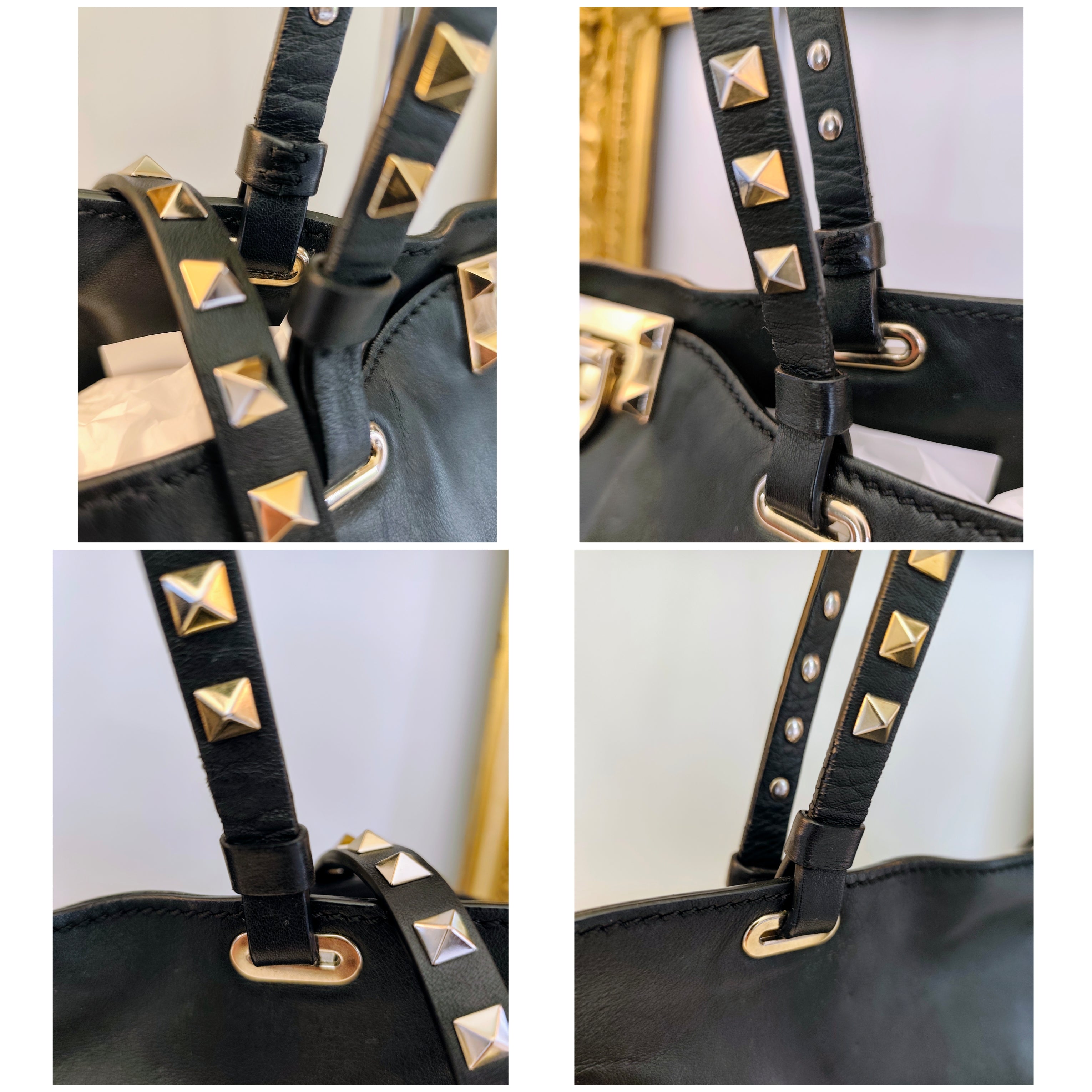 Valentino Garavani – Rockstud Borsa Tote Bag Shopper in Pelle Nera Pari al Nuovo