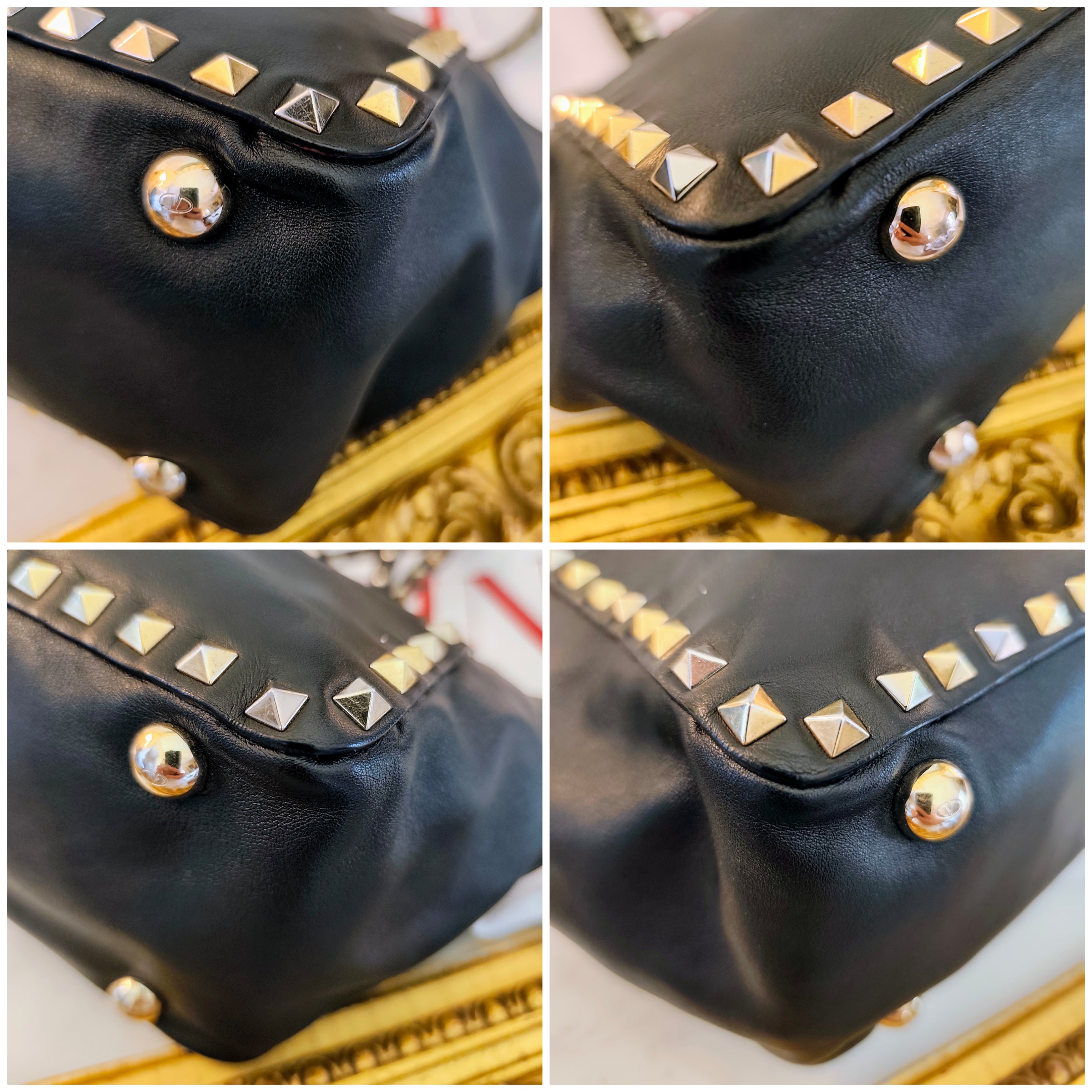 Valentino Garavani – Rockstud Borsa Tote Bag Shopper in Pelle Nera Pari al Nuovo