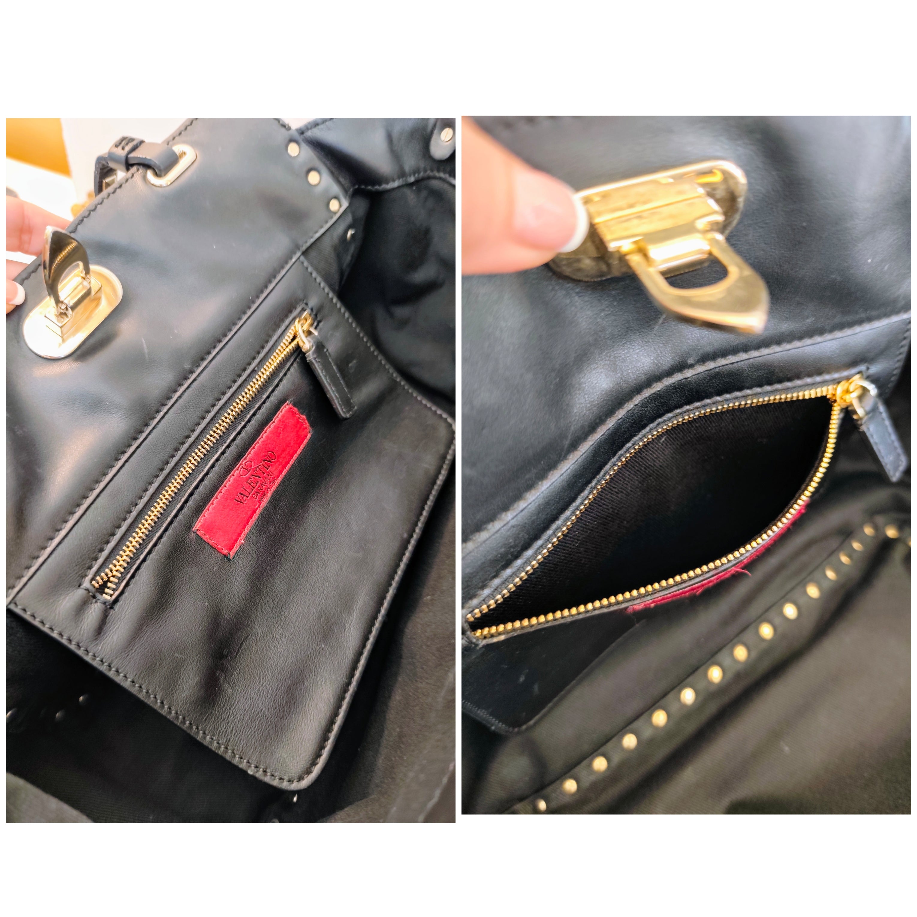 Valentino Garavani – Rockstud Borsa Tote Bag Shopper in Pelle Nera Pari al Nuovo