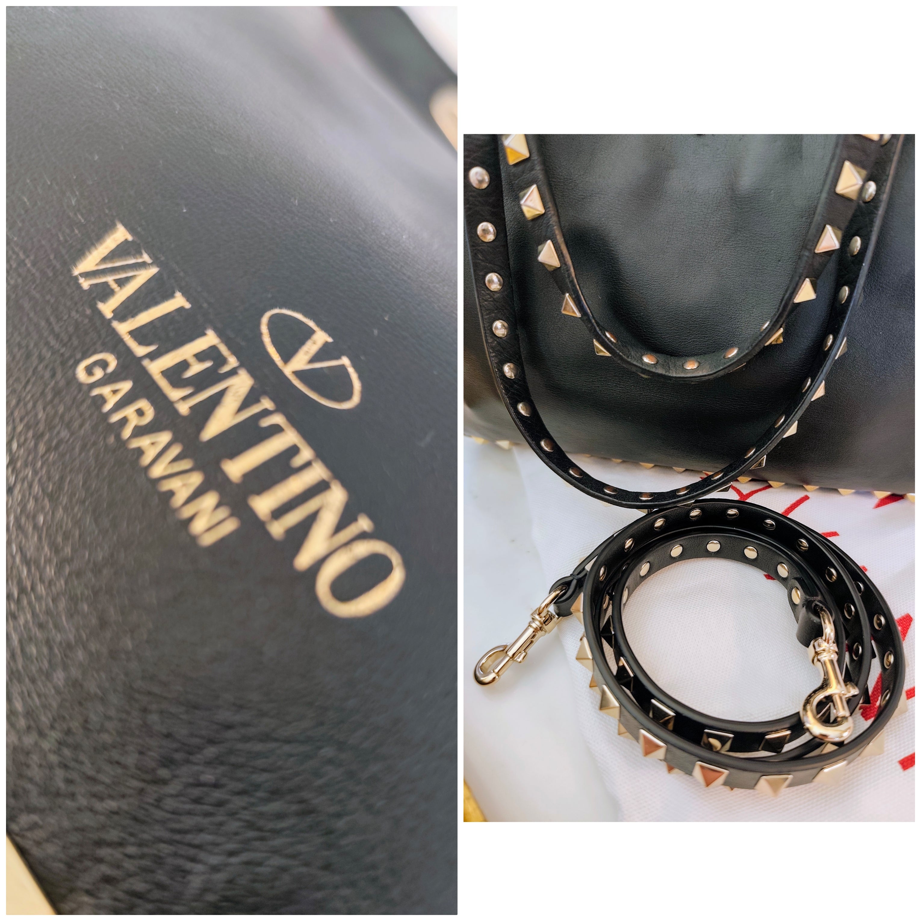 Valentino Garavani – Rockstud Borsa Tote Bag Shopper in Pelle Nera Pari al Nuovo