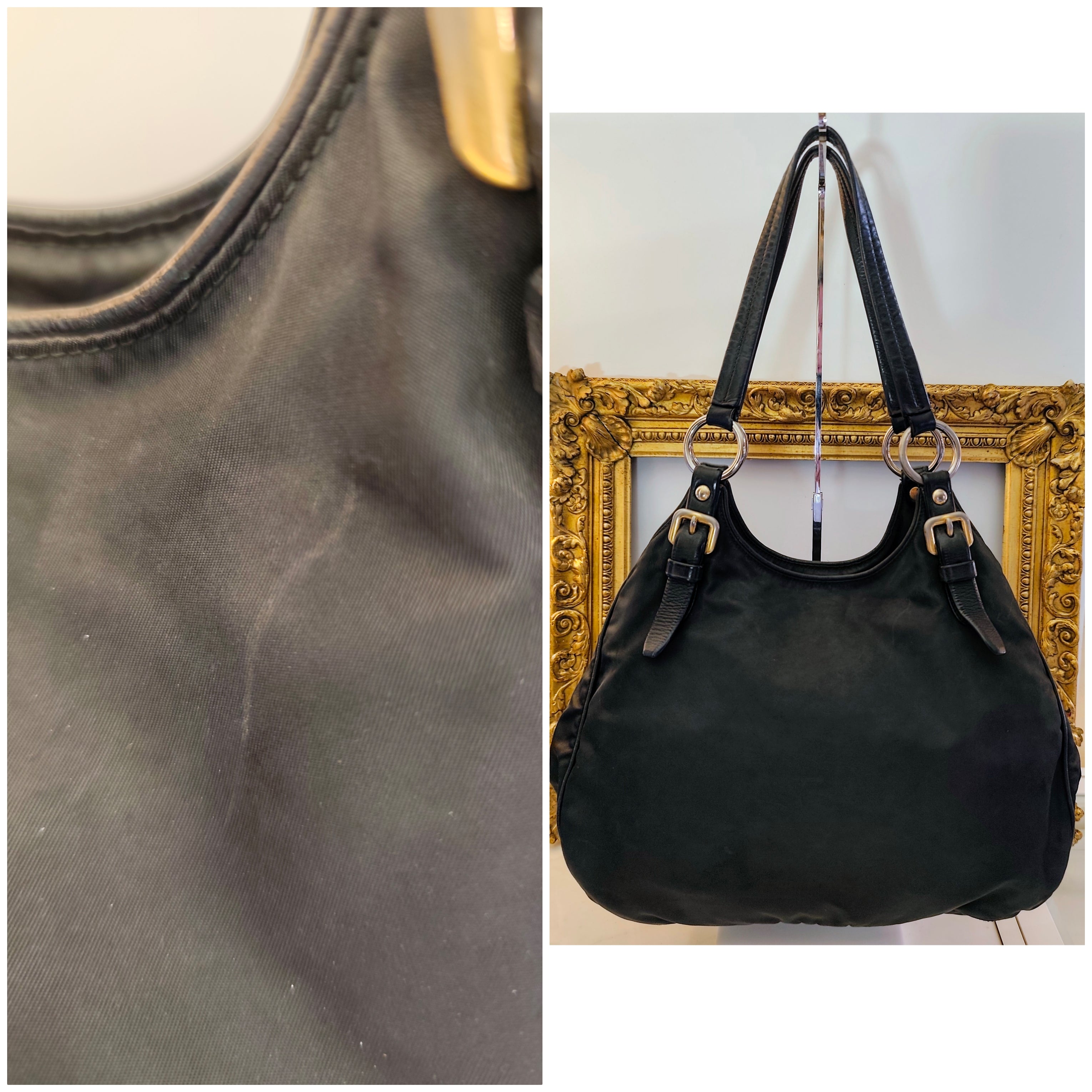 Prada - Borsa Hobo Shopper Re-Nylon Nero e Pelle Espandibile