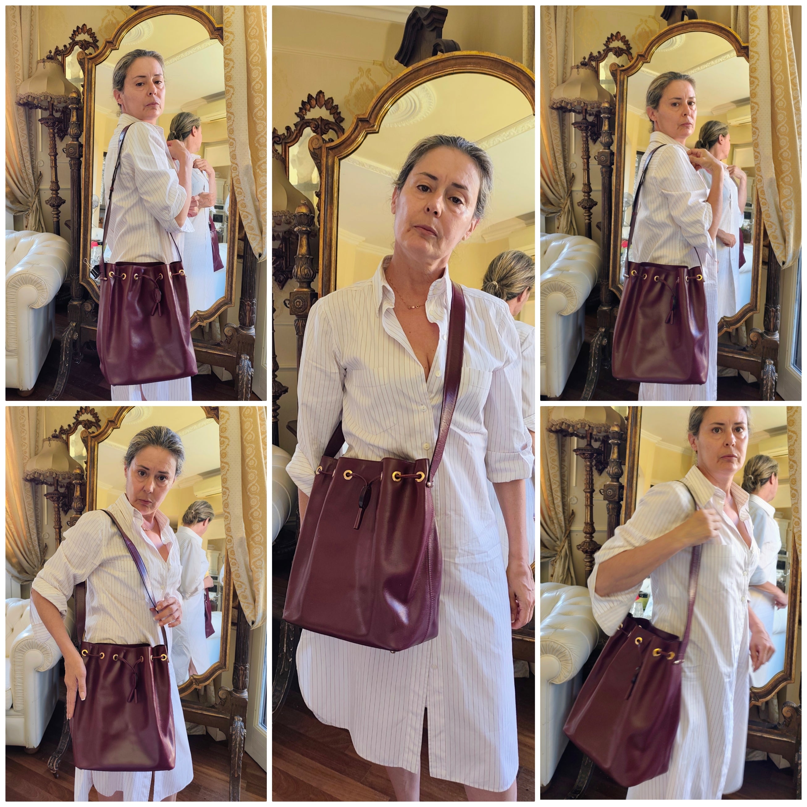 Cartier – Borsa Secchiello in Pelle Bordeaux