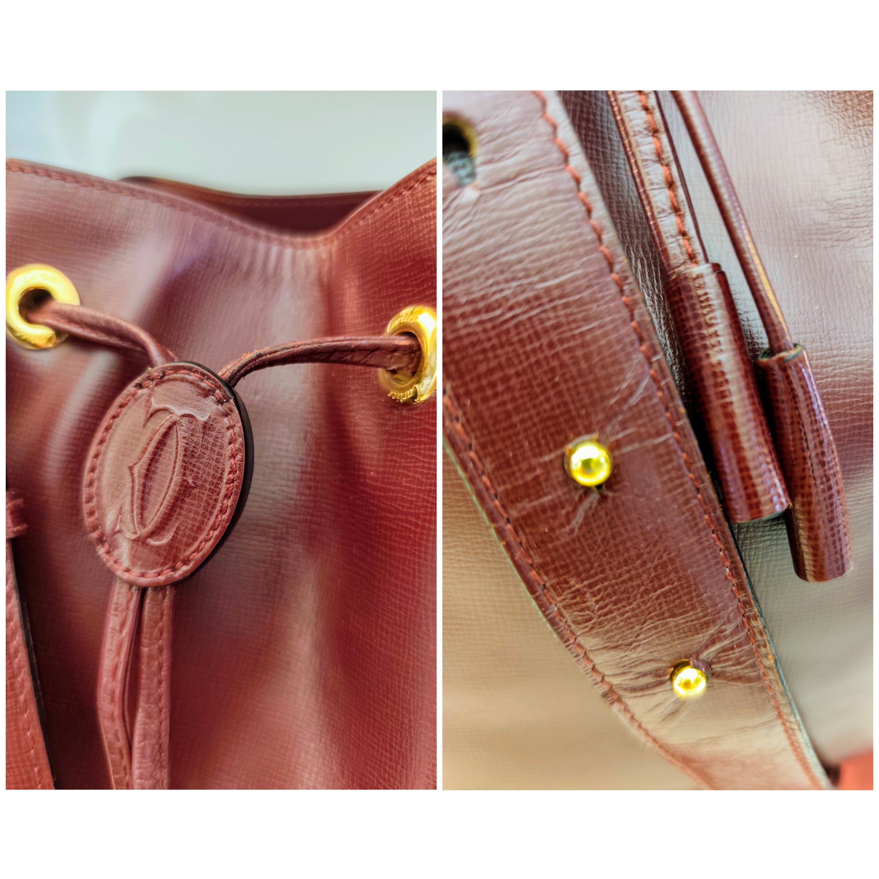 Cartier – Borsa Secchiello in Pelle Bordeaux