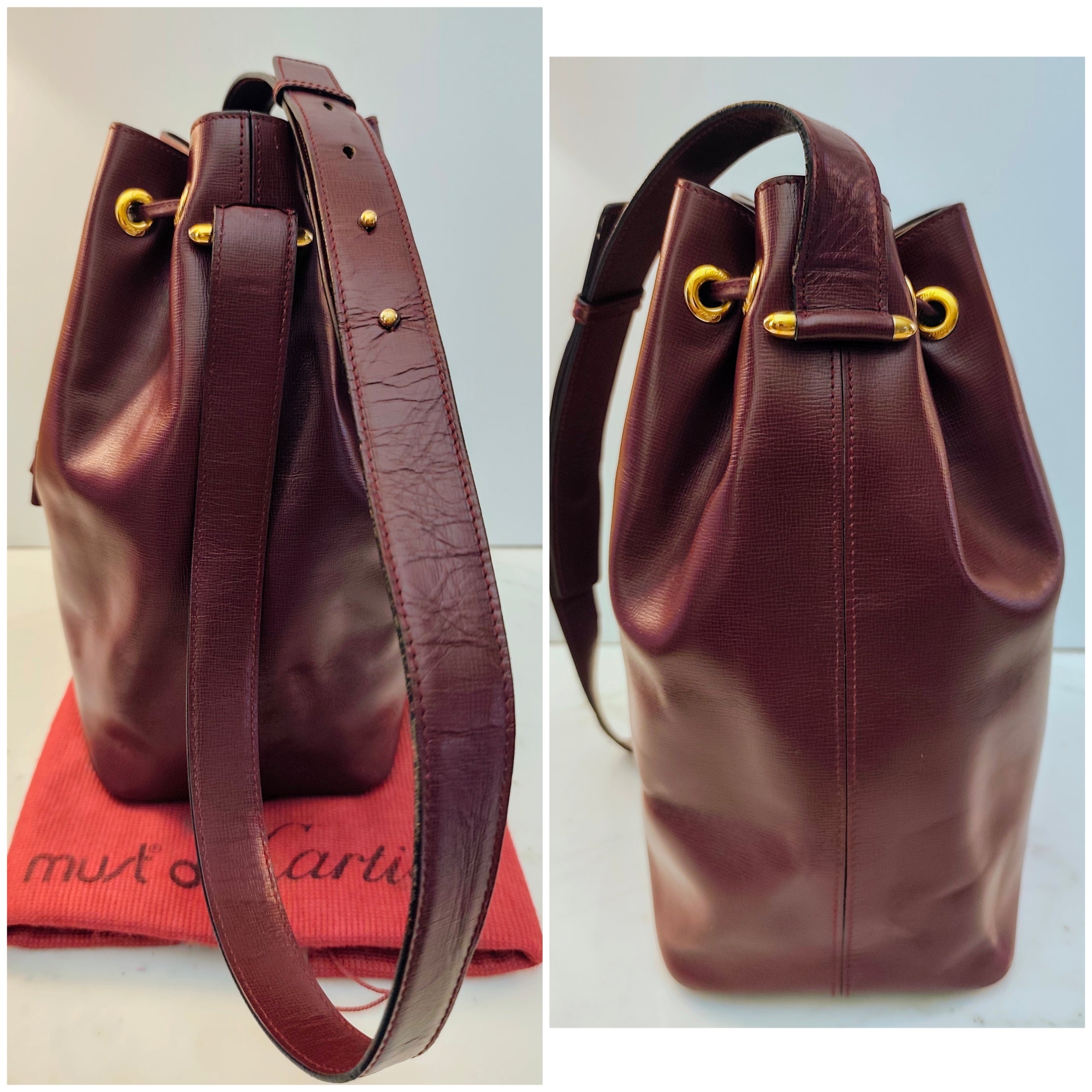 Cartier – Borsa Secchiello in Pelle Bordeaux