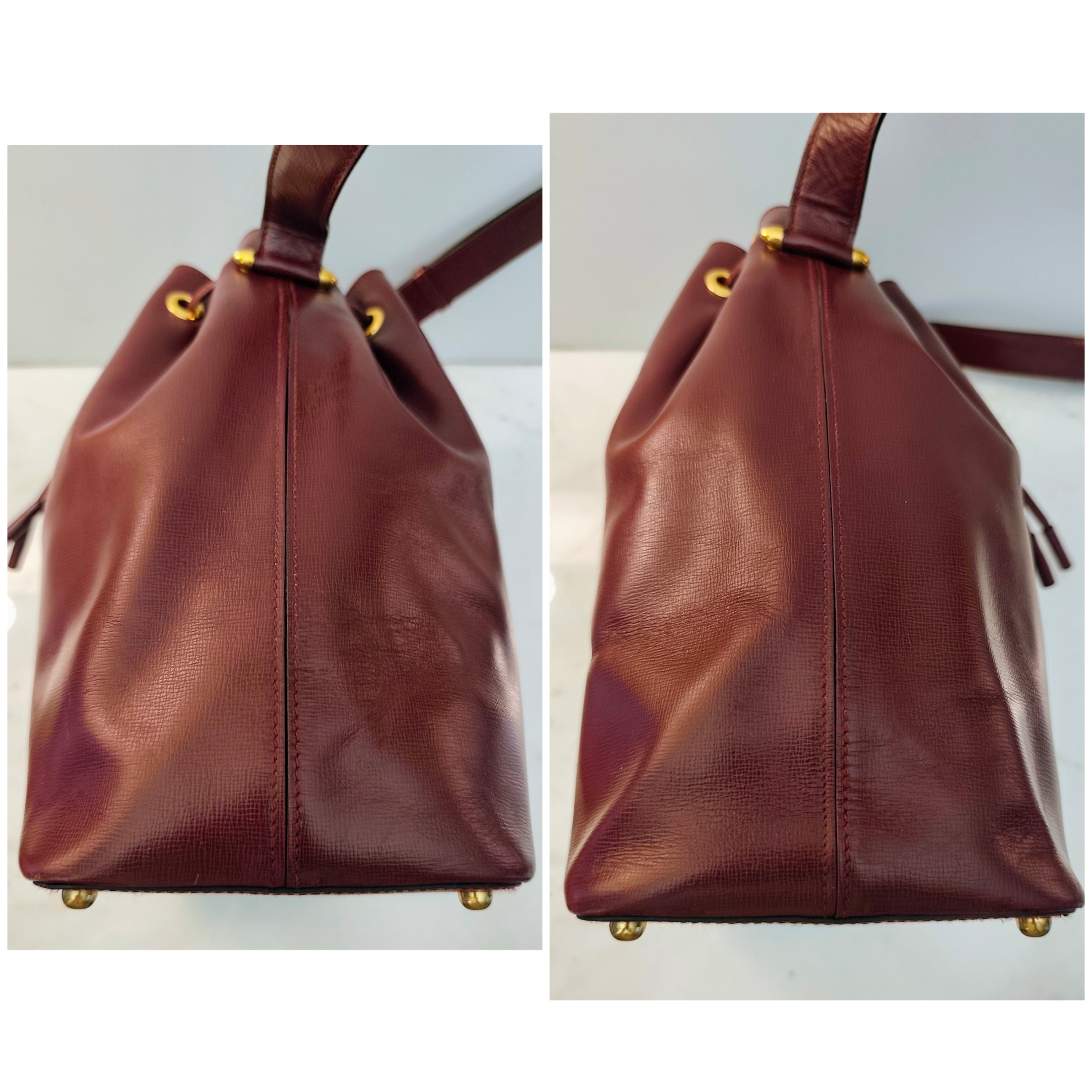 Cartier – Borsa Secchiello in Pelle Bordeaux