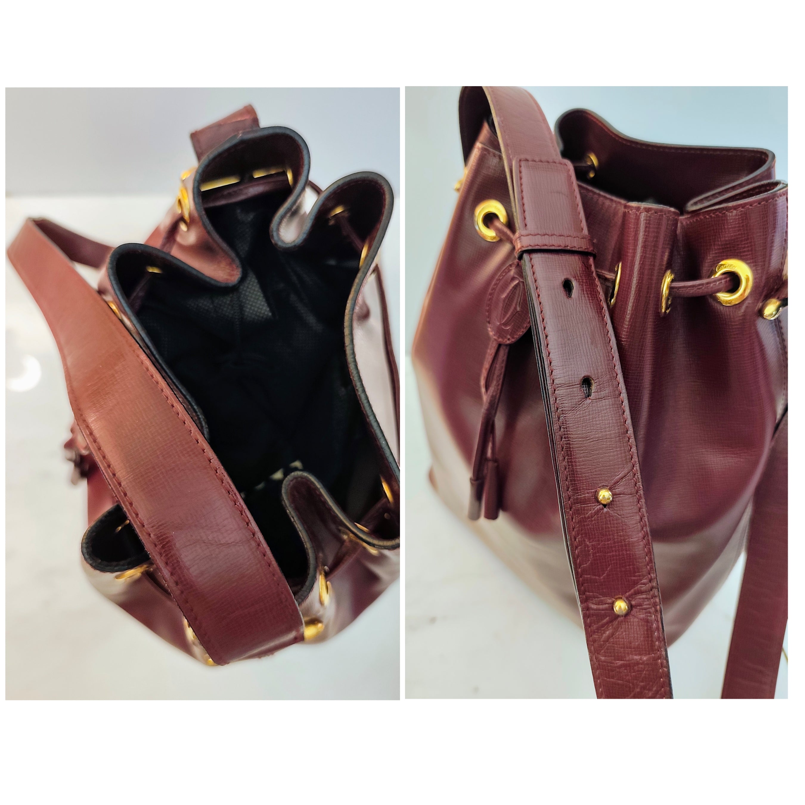 Cartier – Borsa Secchiello in Pelle Bordeaux