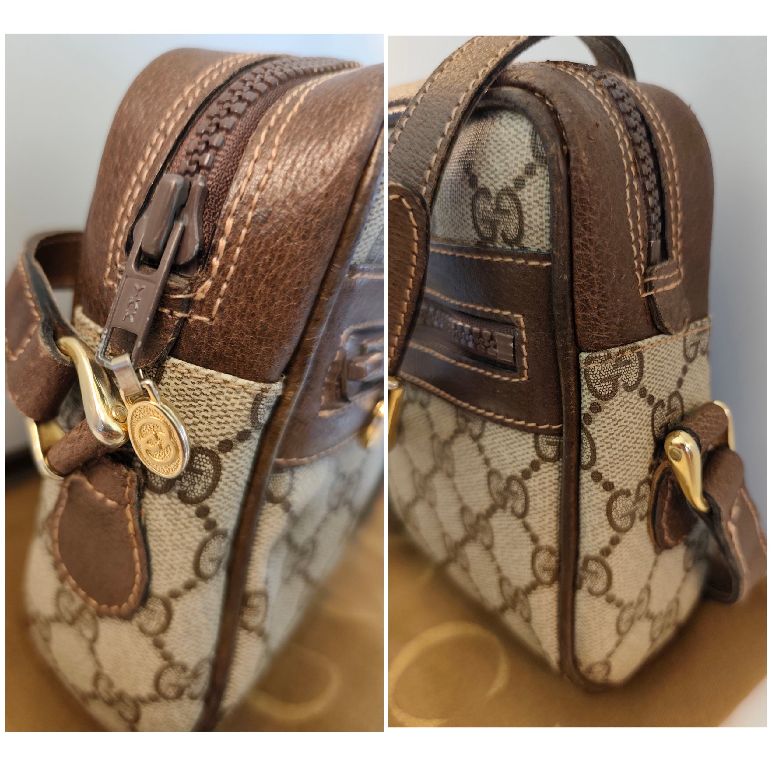 Gucci – Ophidia Camera Bag in Canvas GG con Inserti in Pelle Beige