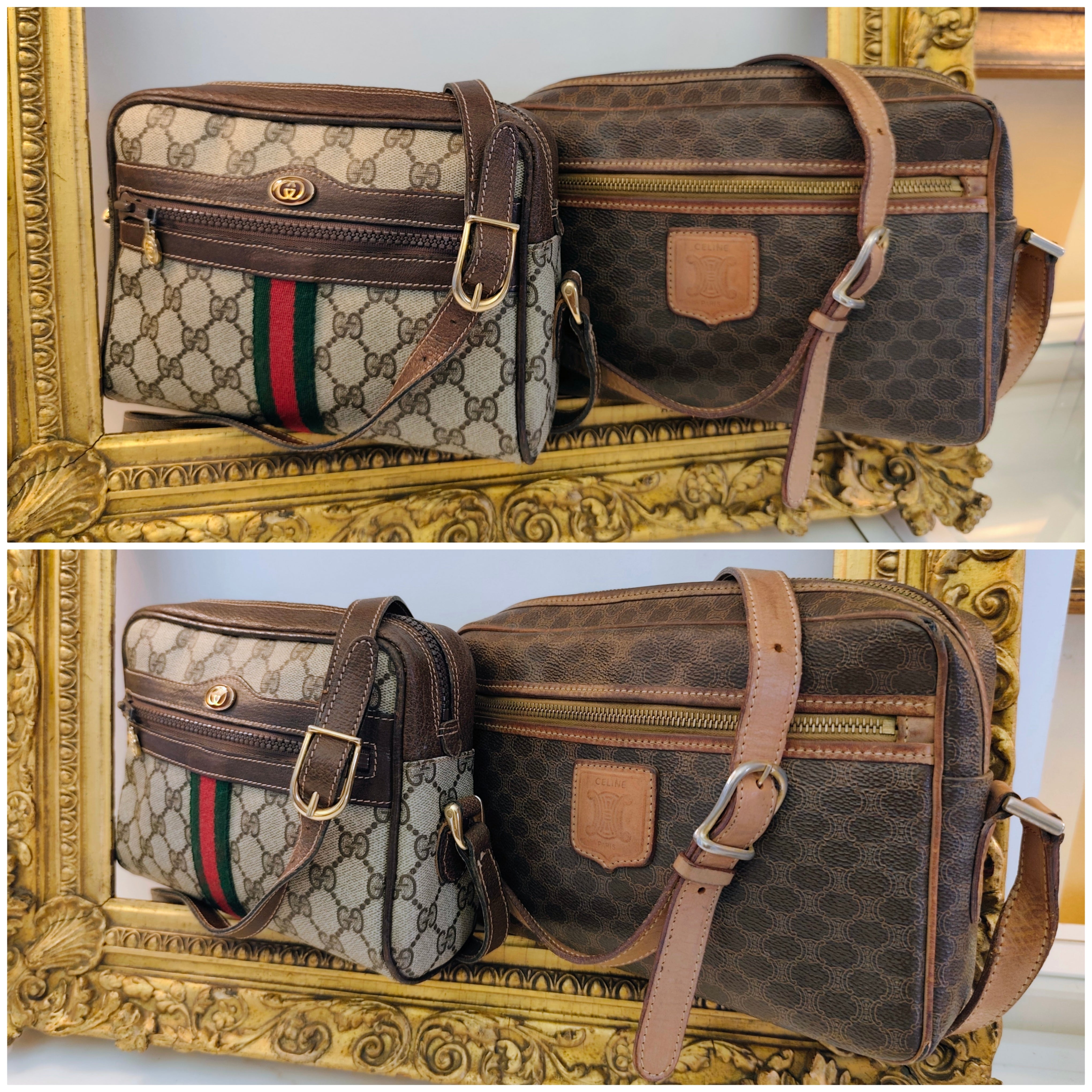 Gucci – Ophidia Camera Bag in Canvas GG con Inserti in Pelle Beige