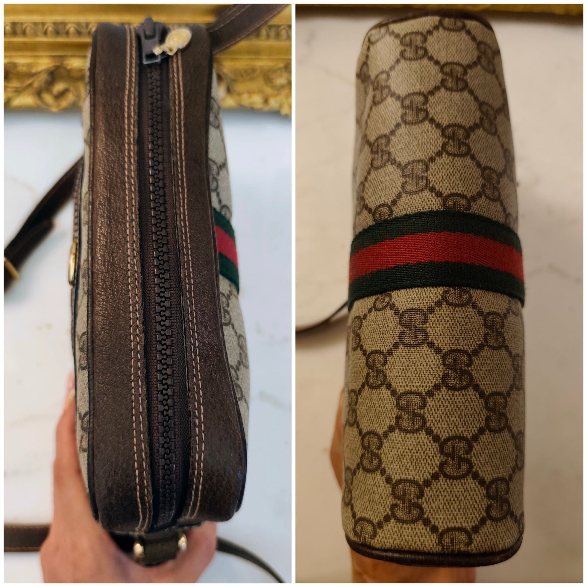 Gucci – Ophidia Camera Bag in Canvas GG con Inserti in Pelle Beige
