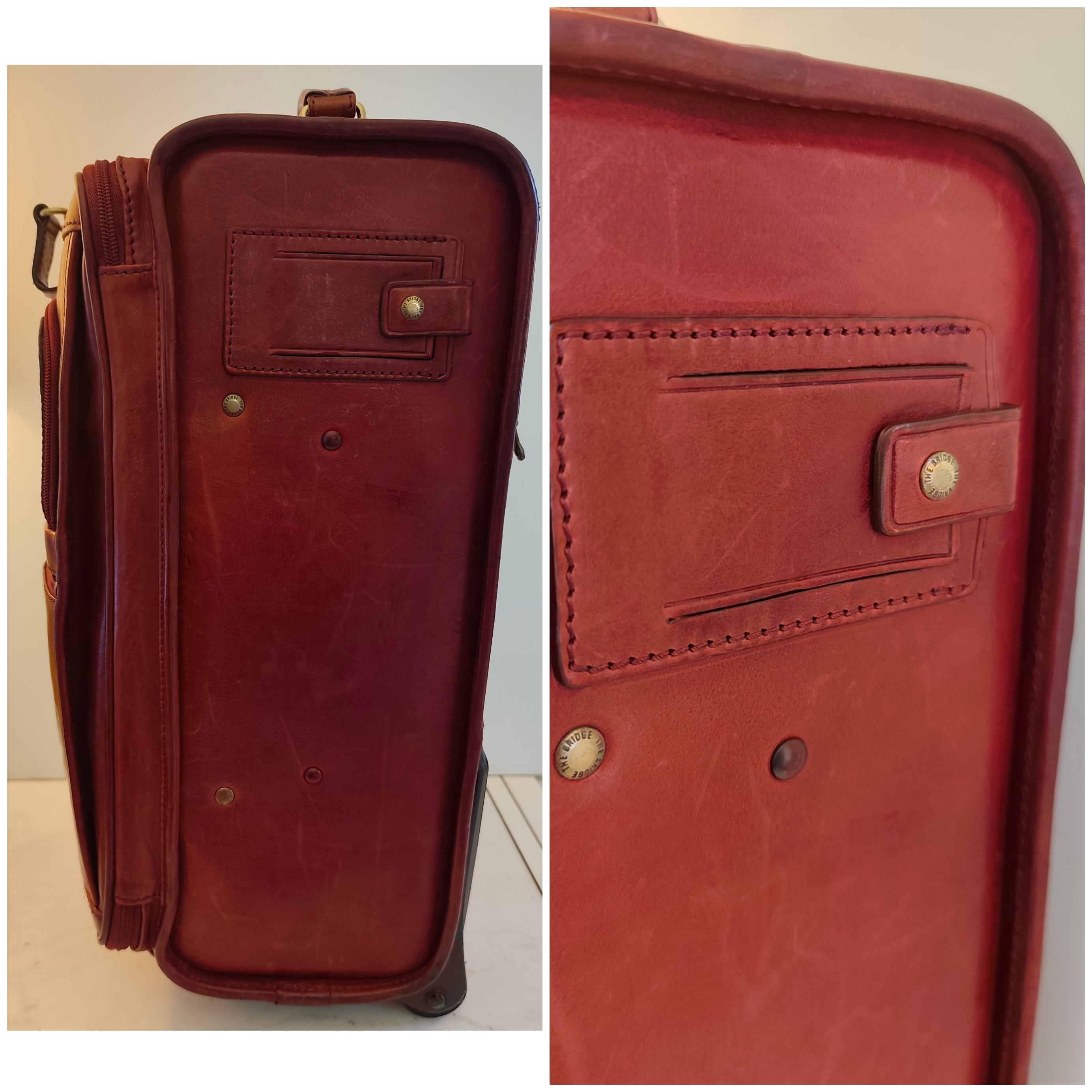 The Bridge – Trolley con ruote Rigido in Pelle Bordeaux Linea Story Vintage