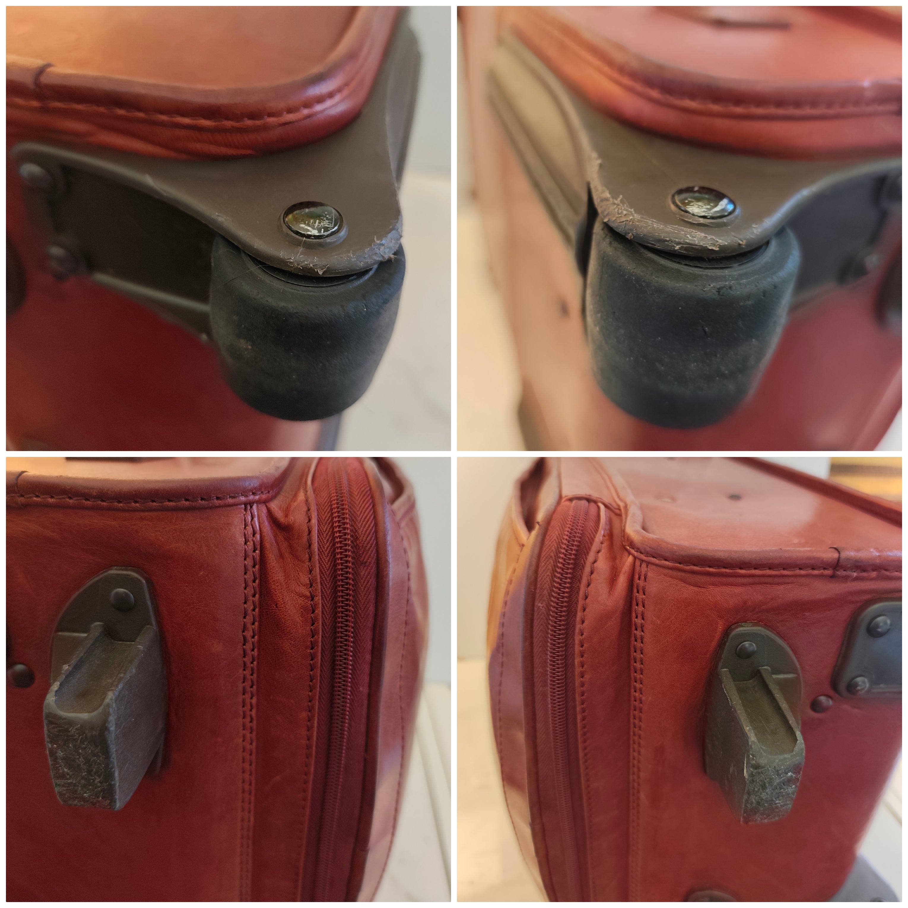 The Bridge – Trolley con ruote Rigido in Pelle Bordeaux Linea Story Vintage