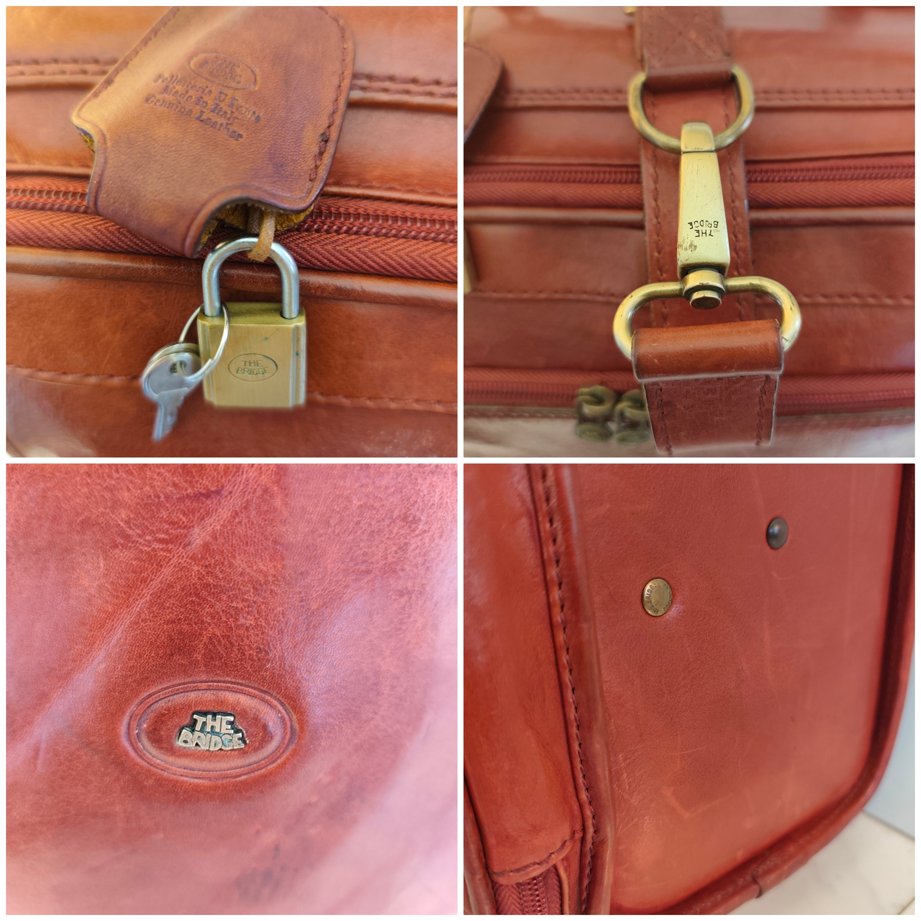 The Bridge – Trolley con ruote Rigido in Pelle Bordeaux Linea Story Vintage