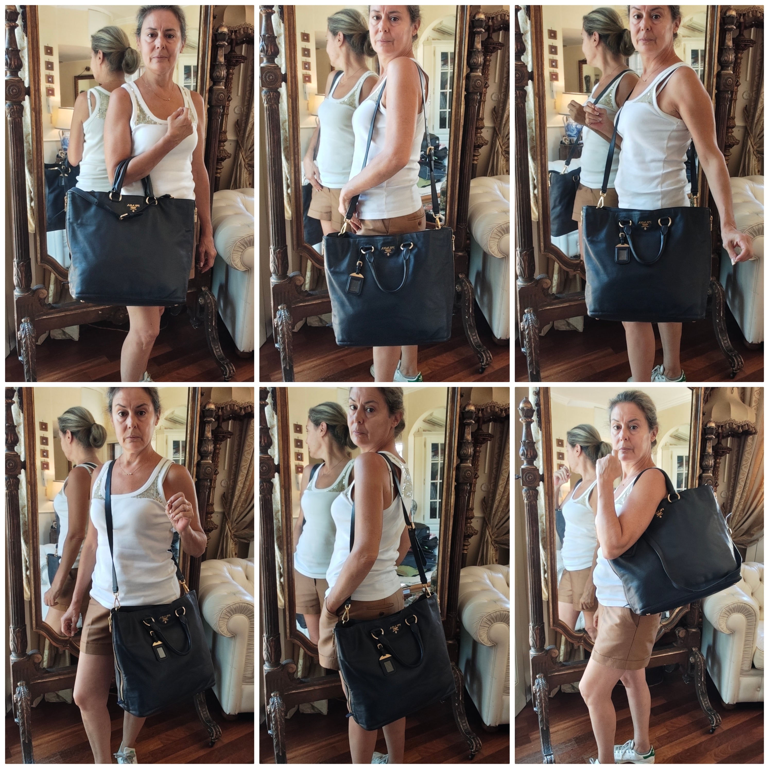 Prada – Shopper Espandibile in Pelle Blu Notte
