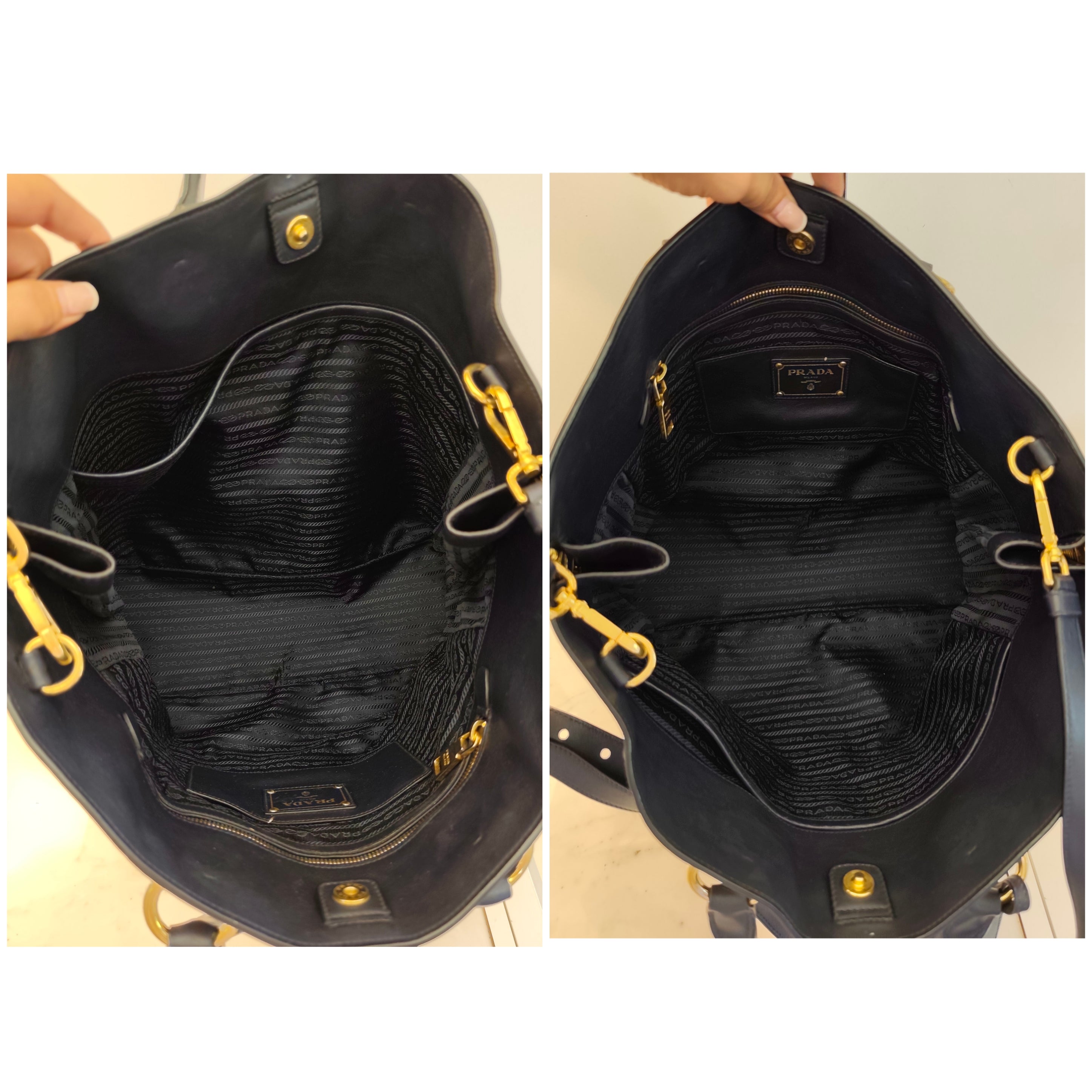 Prada – Shopper Espandibile in Pelle Blu Notte