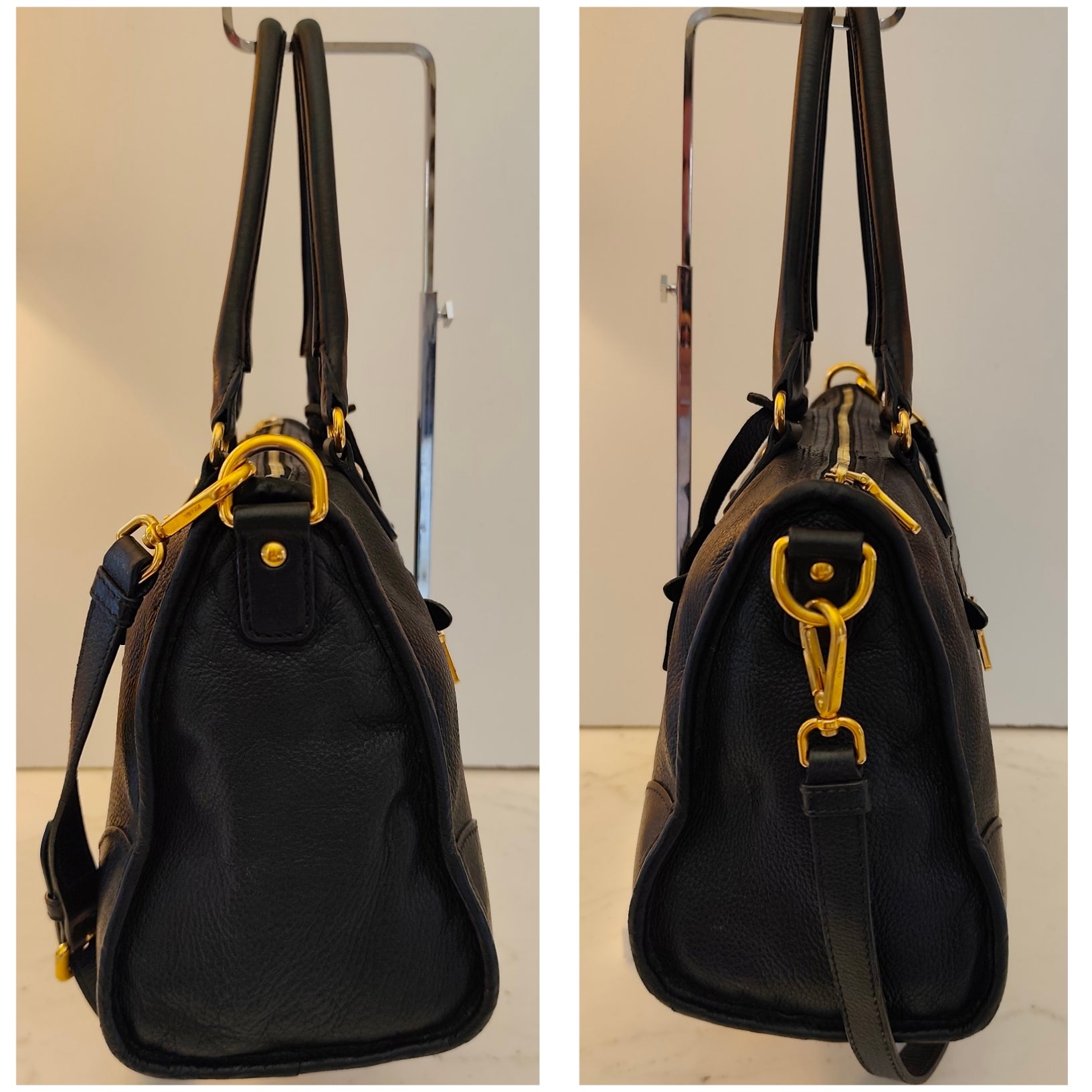Prada - Bauletto Tote Bag a Spalla in Pelle Nera con Tracolla
