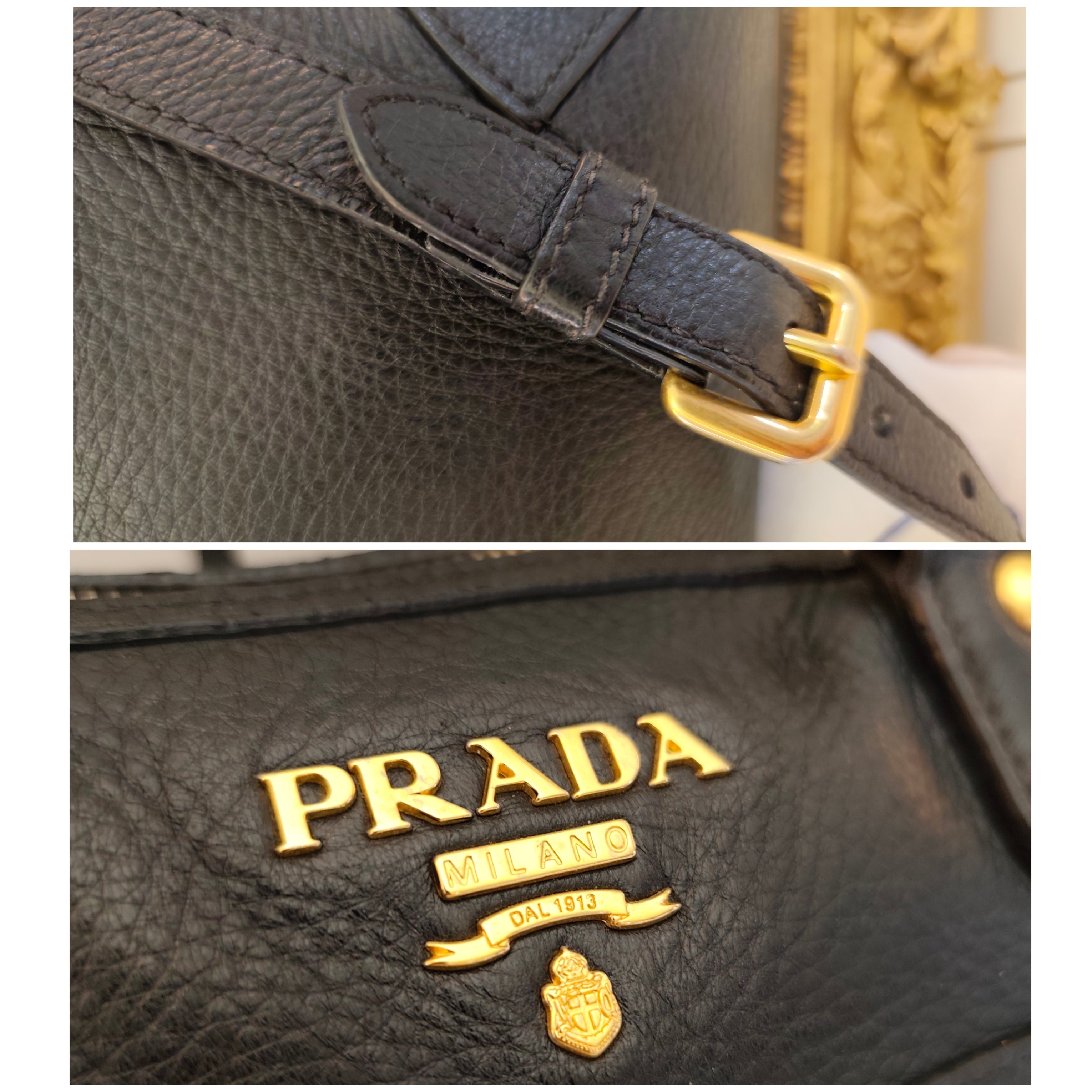 Prada - Bauletto Tote Bag a Spalla in Pelle Nera con Tracolla