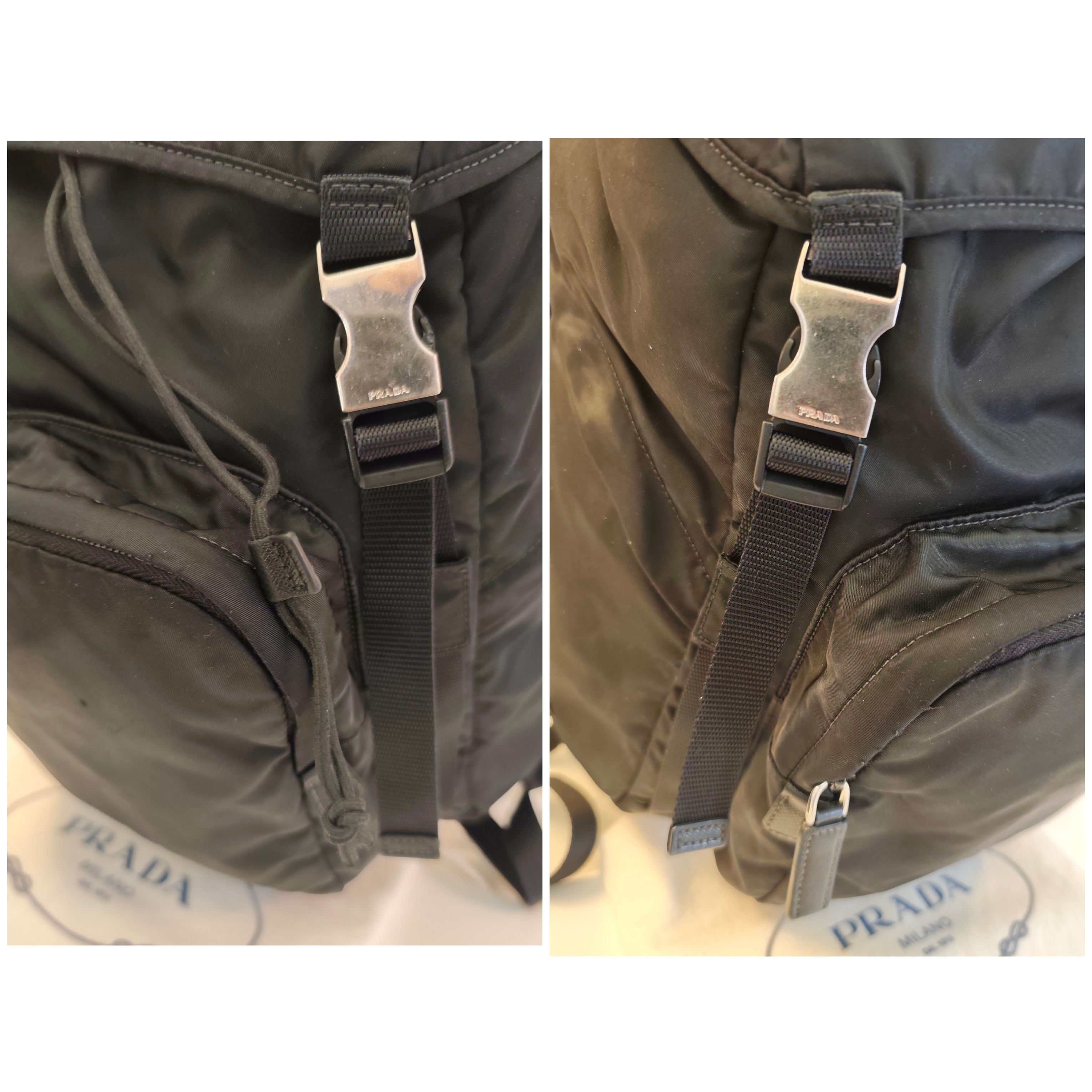 Prada – Zaino grande in Re-Nylon Nero Logo Lato