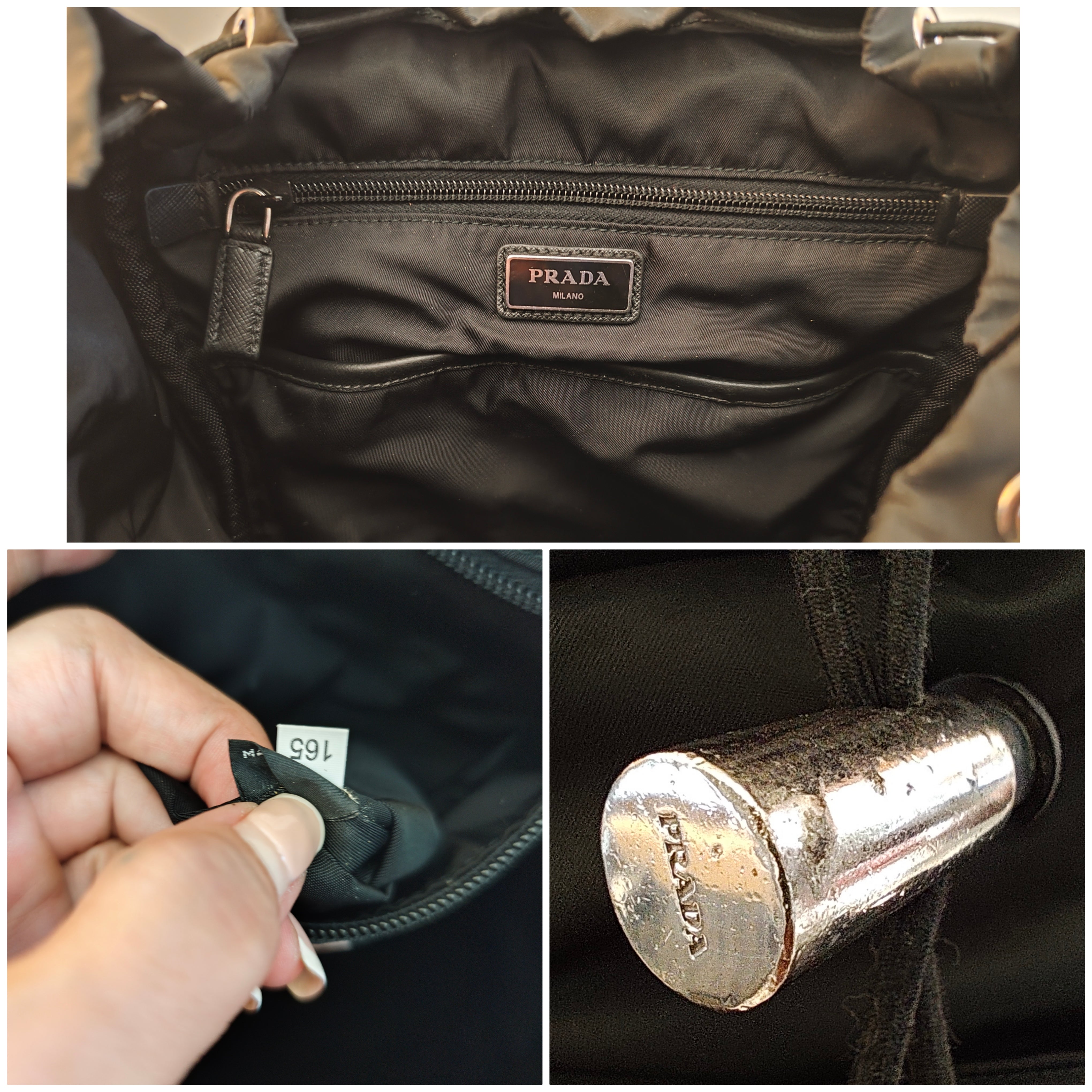 Prada – Zaino grande in Re-Nylon Nero Logo Lato