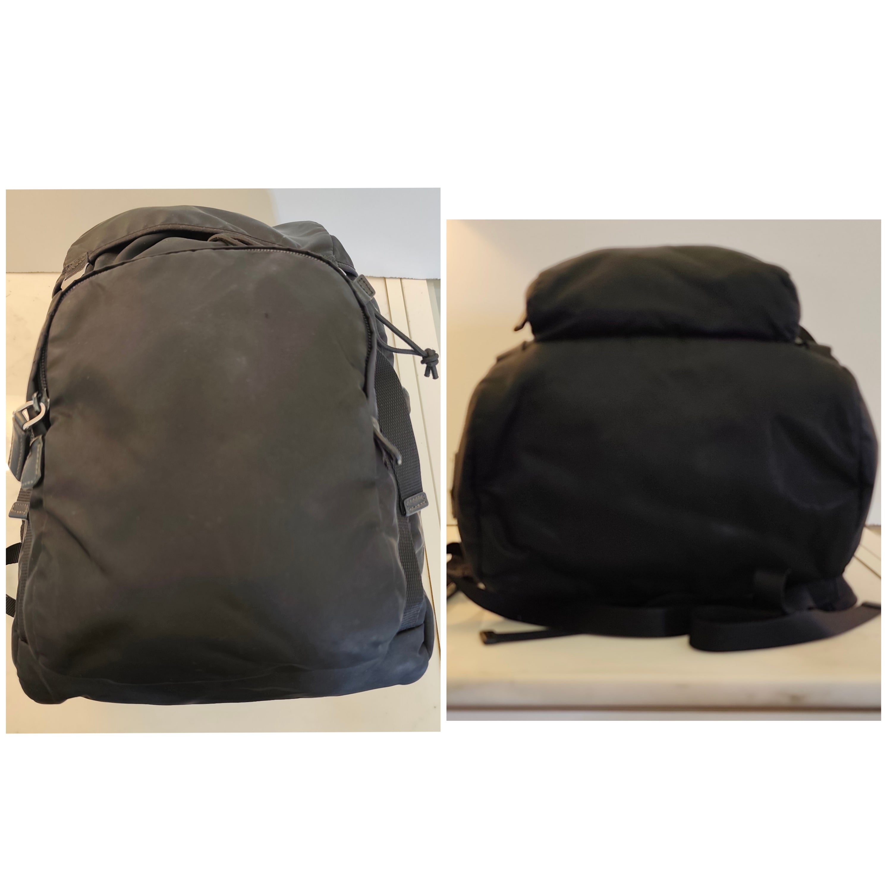 Prada – Zaino grande in Re-Nylon Nero Logo Lato