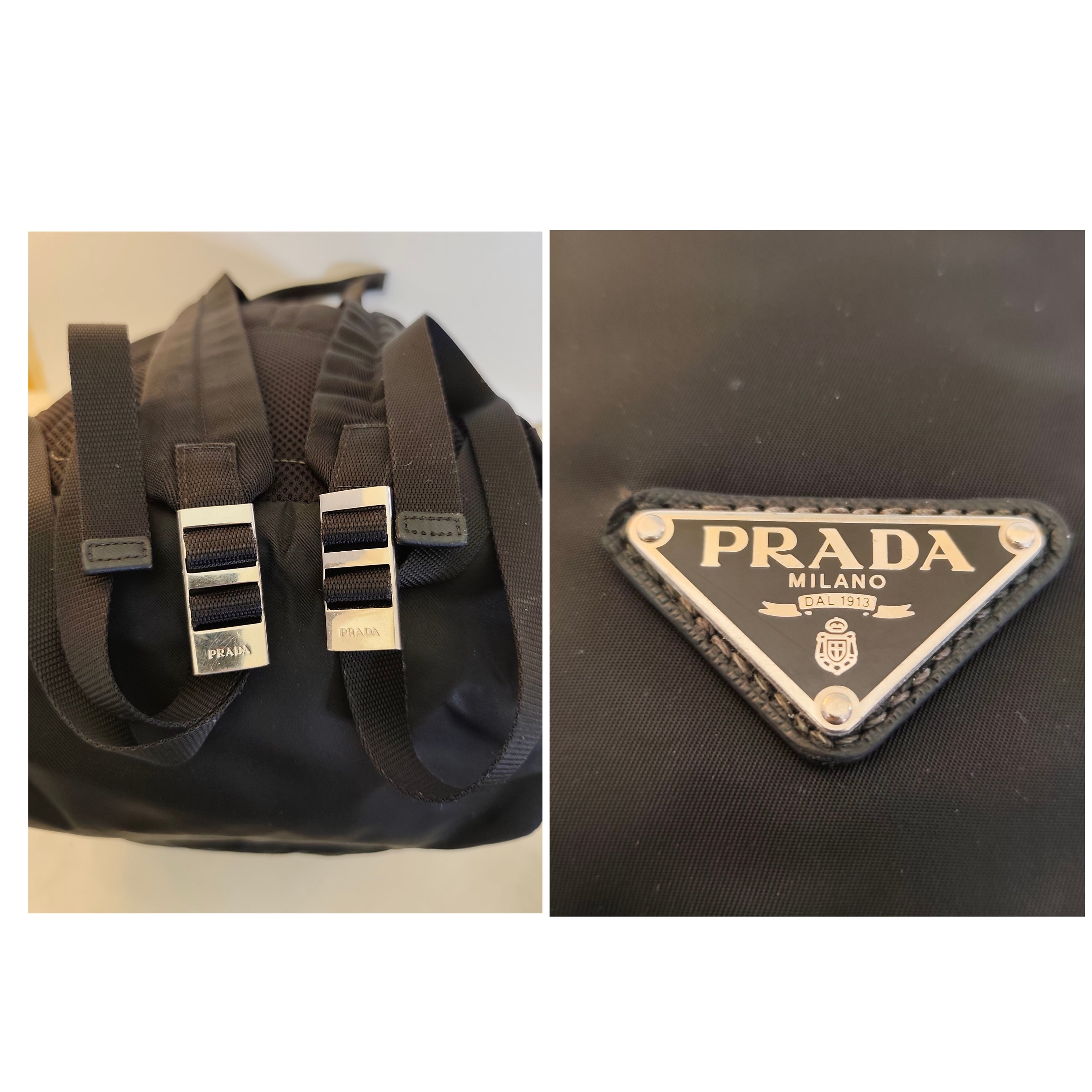 Prada – Zaino grande in Re-Nylon Nero Logo Lato