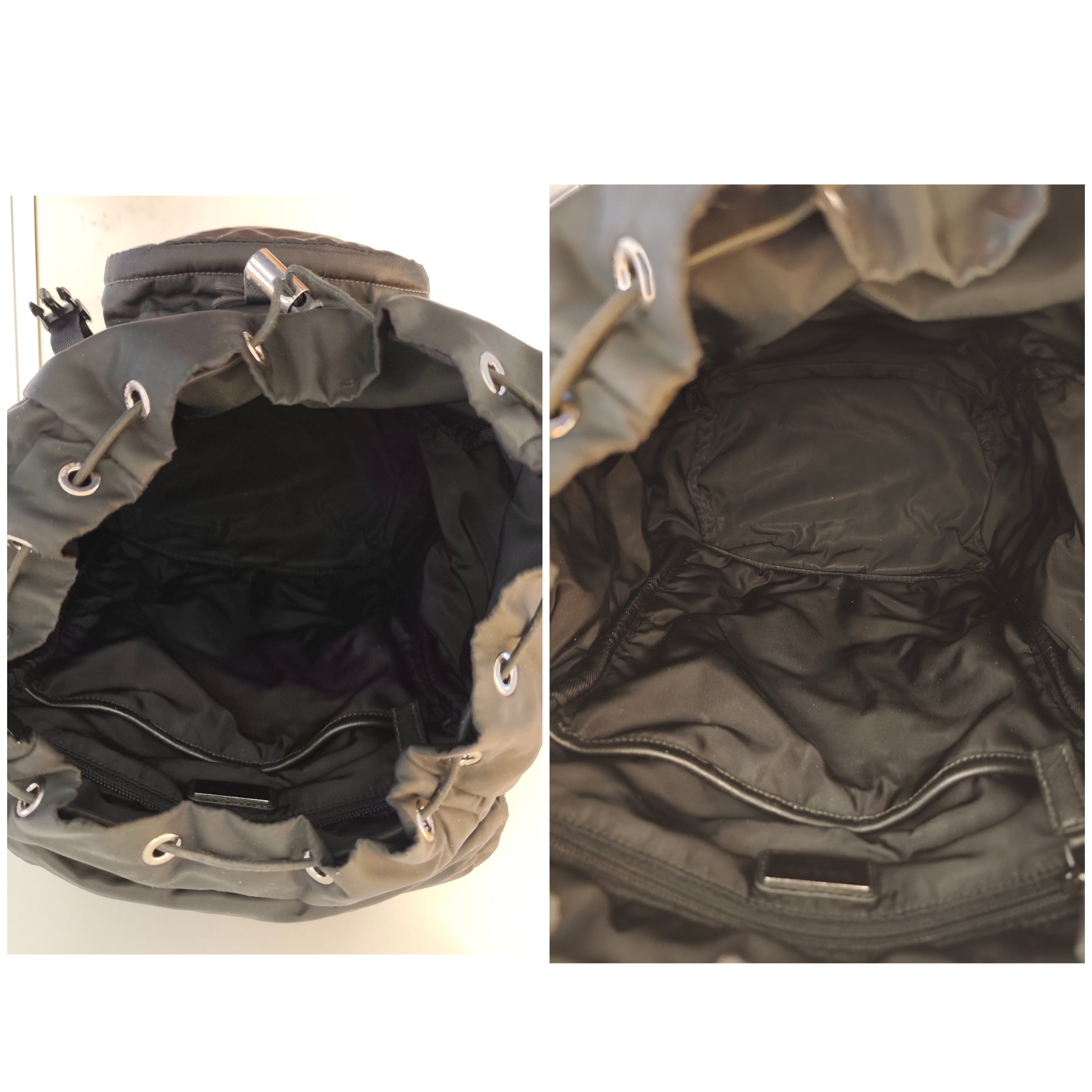 Prada – Zaino grande in Re-Nylon Nero Logo Lato