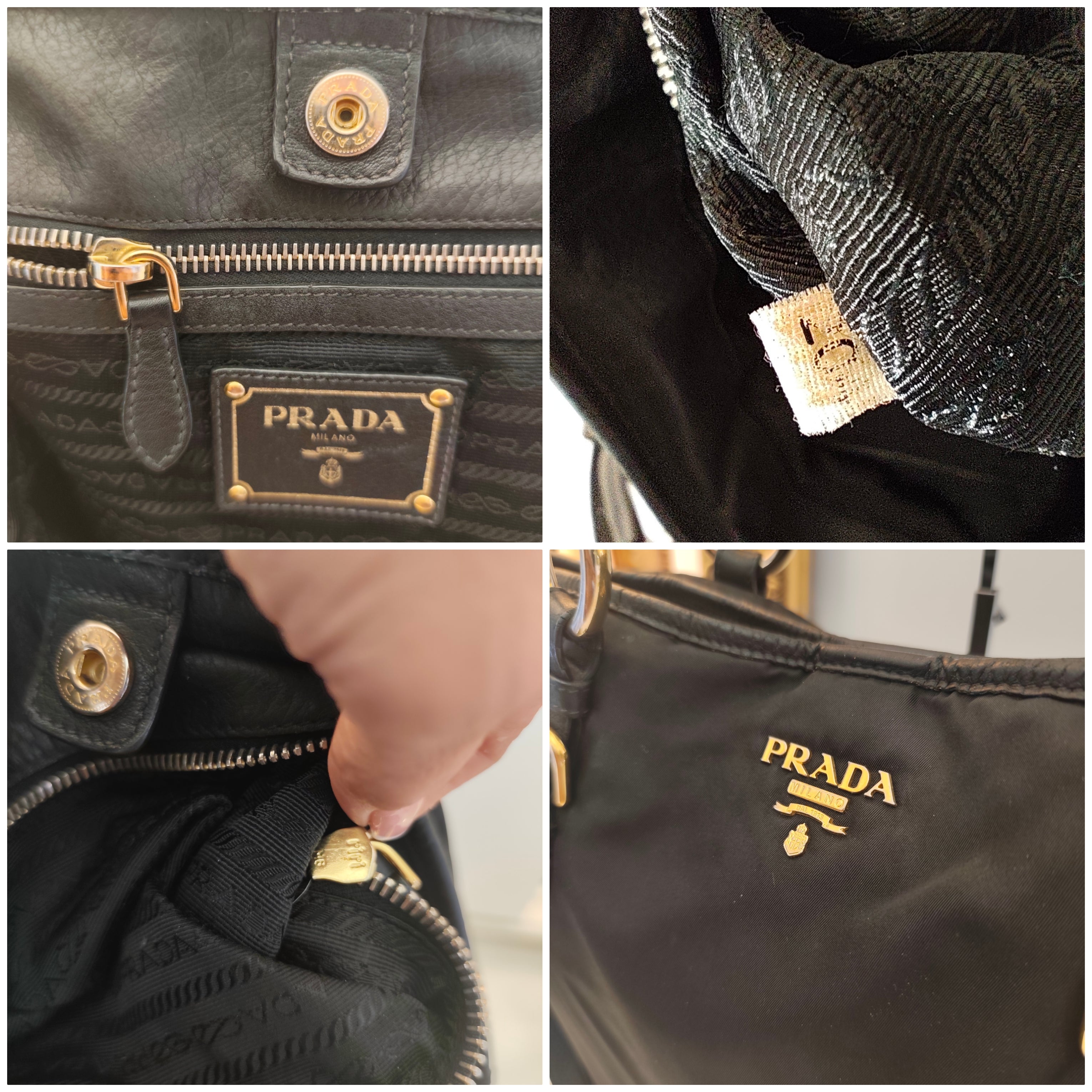 Prada – Shopper Tote Bag in Nylon e Pelle Nera