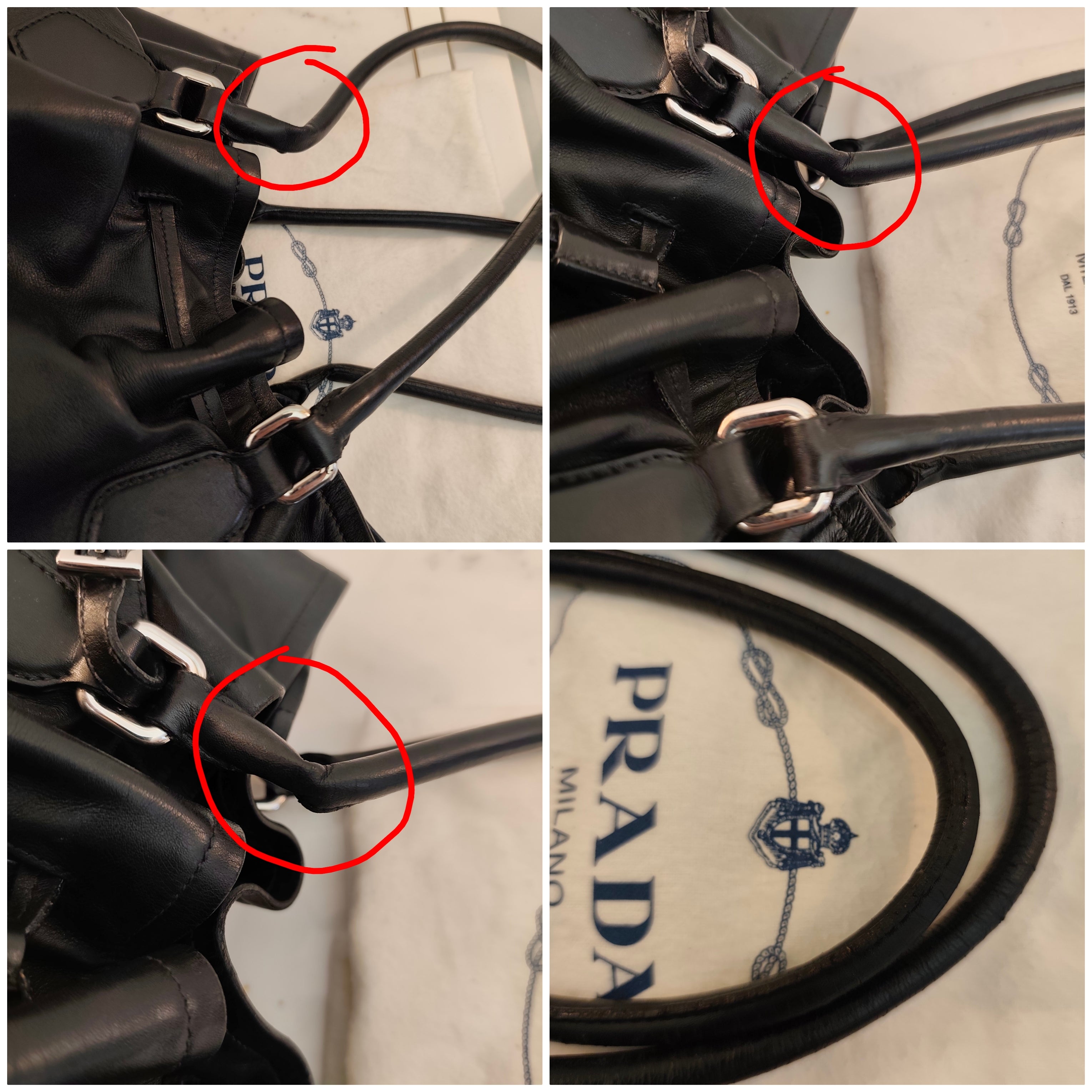Prada - Borsa a Spalla a Sacco in Pelle Nera con Coulisse e Nappine