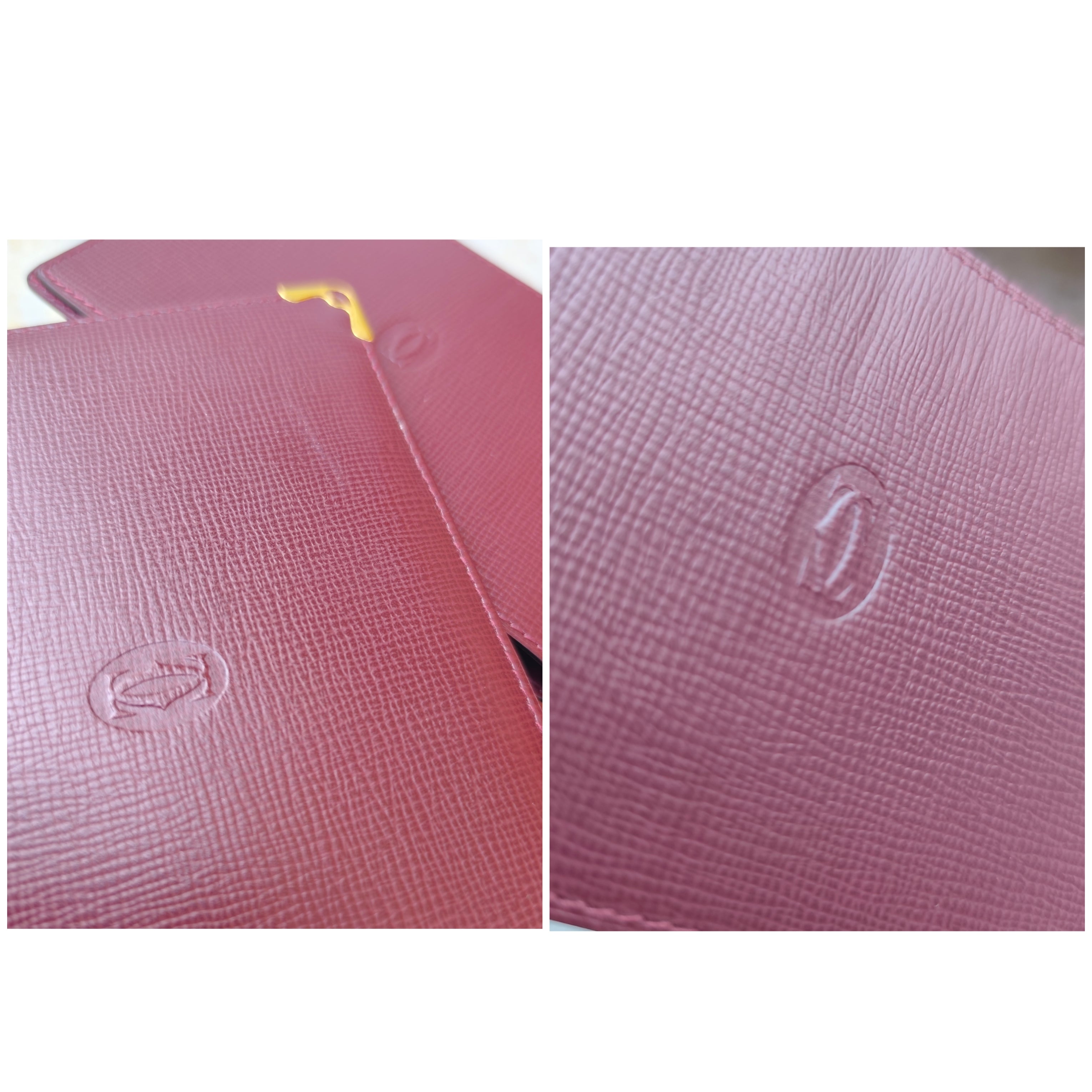 Cartier – Portafoglio con Porta Assegni Staccabile in Pelle Bordeaux