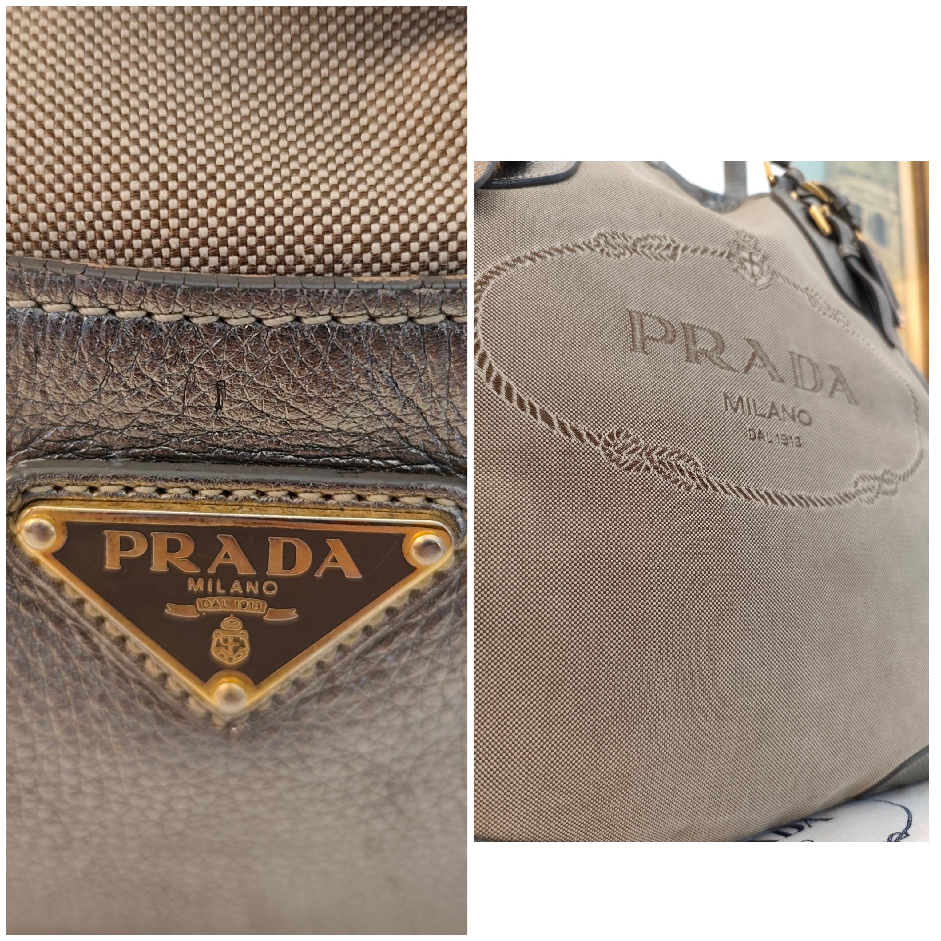 Prada – Shopper Grande a Spalla in Tessuto e Pelle Jacquard