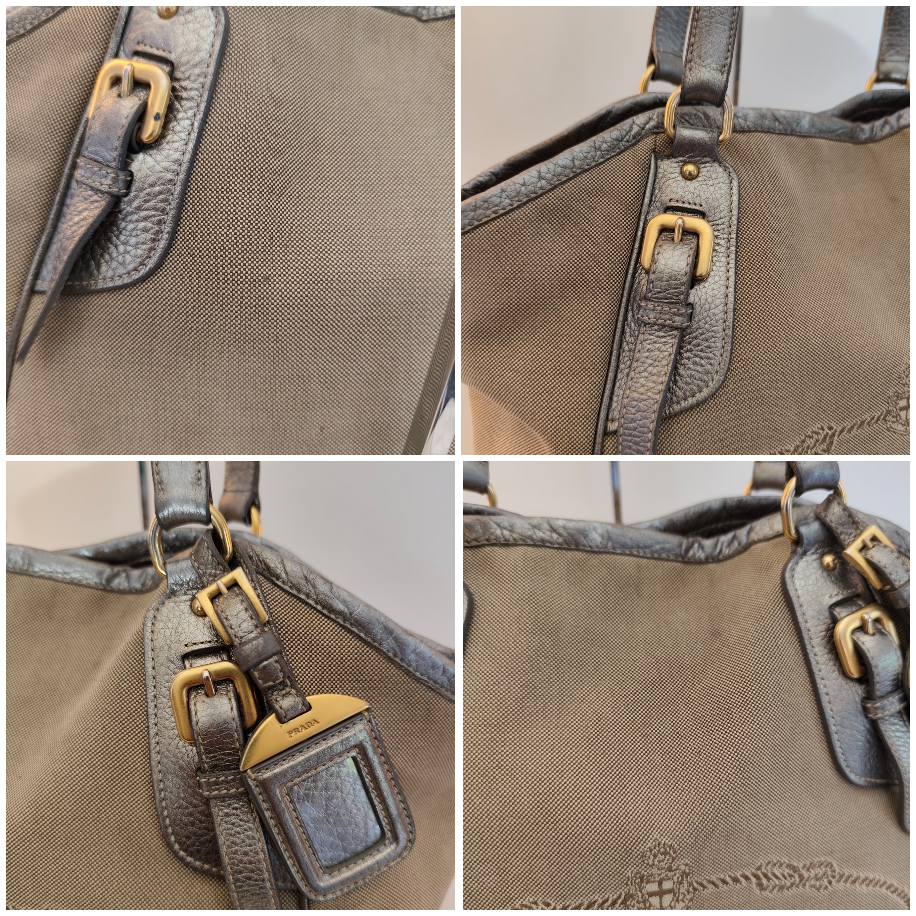 Prada – Shopper Grande a Spalla in Tessuto e Pelle Jacquard