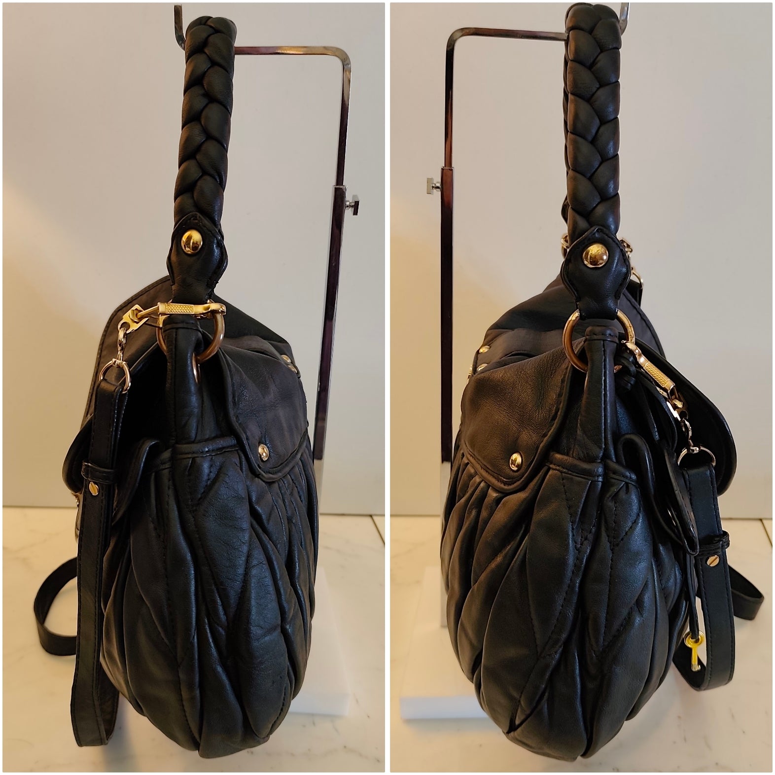 Miu Miu - Coffer Bag - Borsa spalla pelle nera matelassè