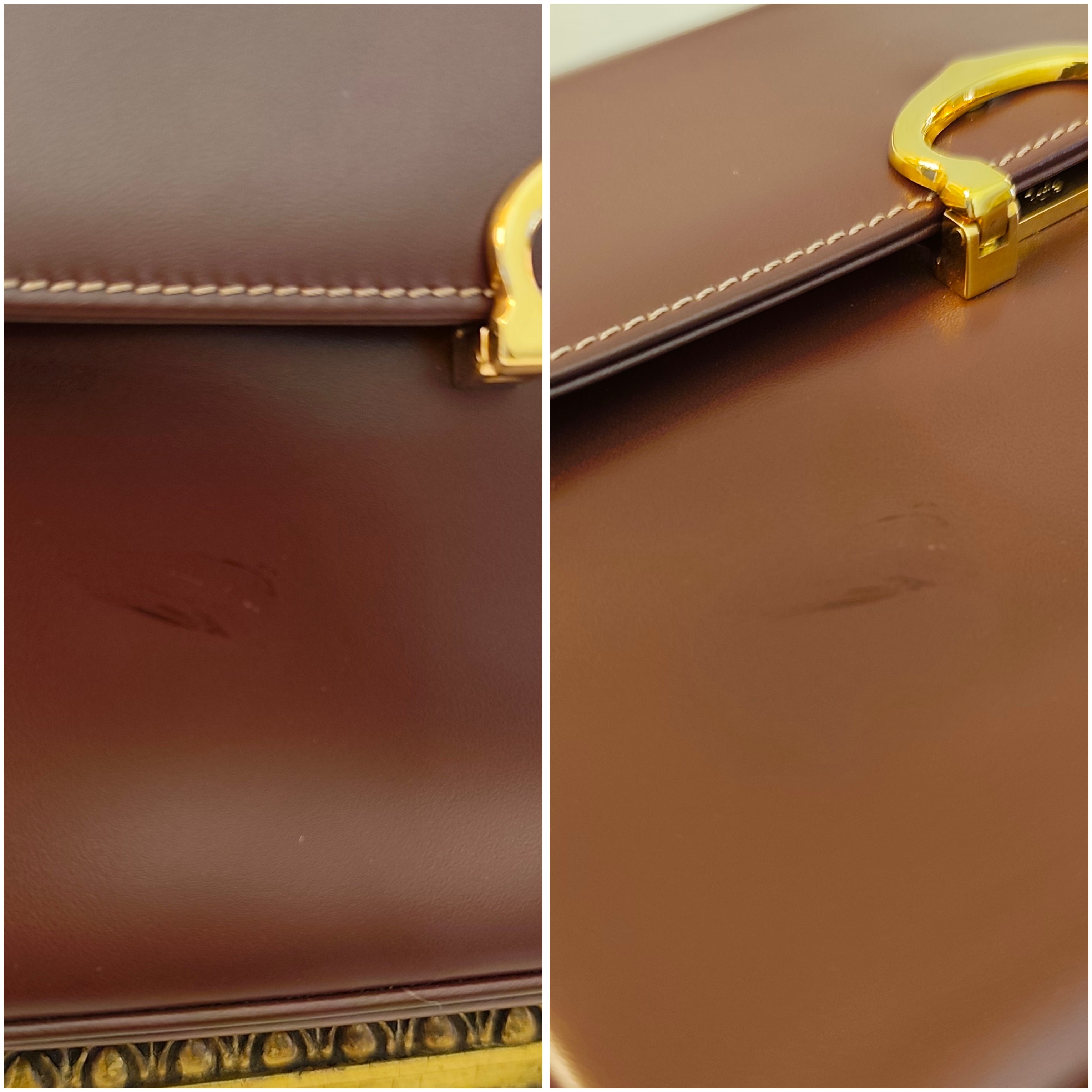 Cartier – Camera Bag Elegante Vintage in Pelle Bordeaux