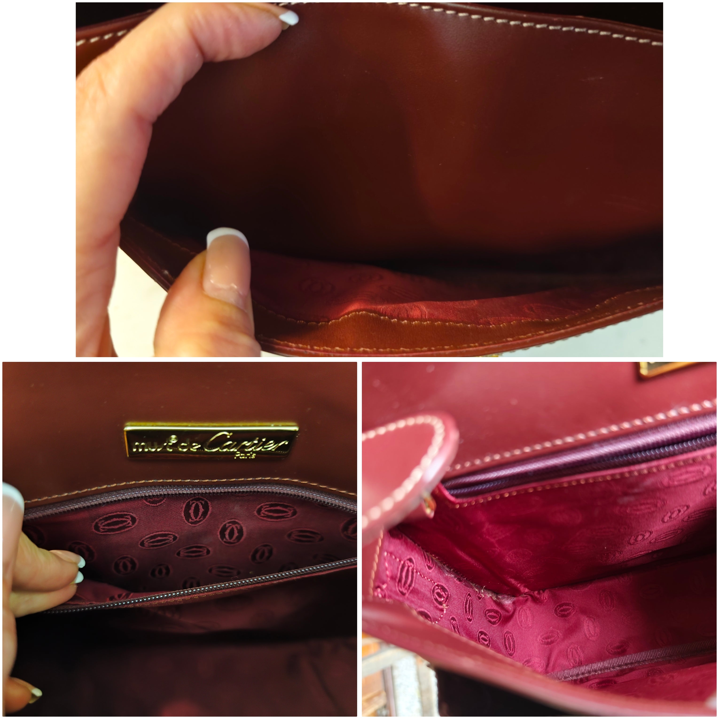 Cartier – Camera Bag Elegante Vintage in Pelle Bordeaux