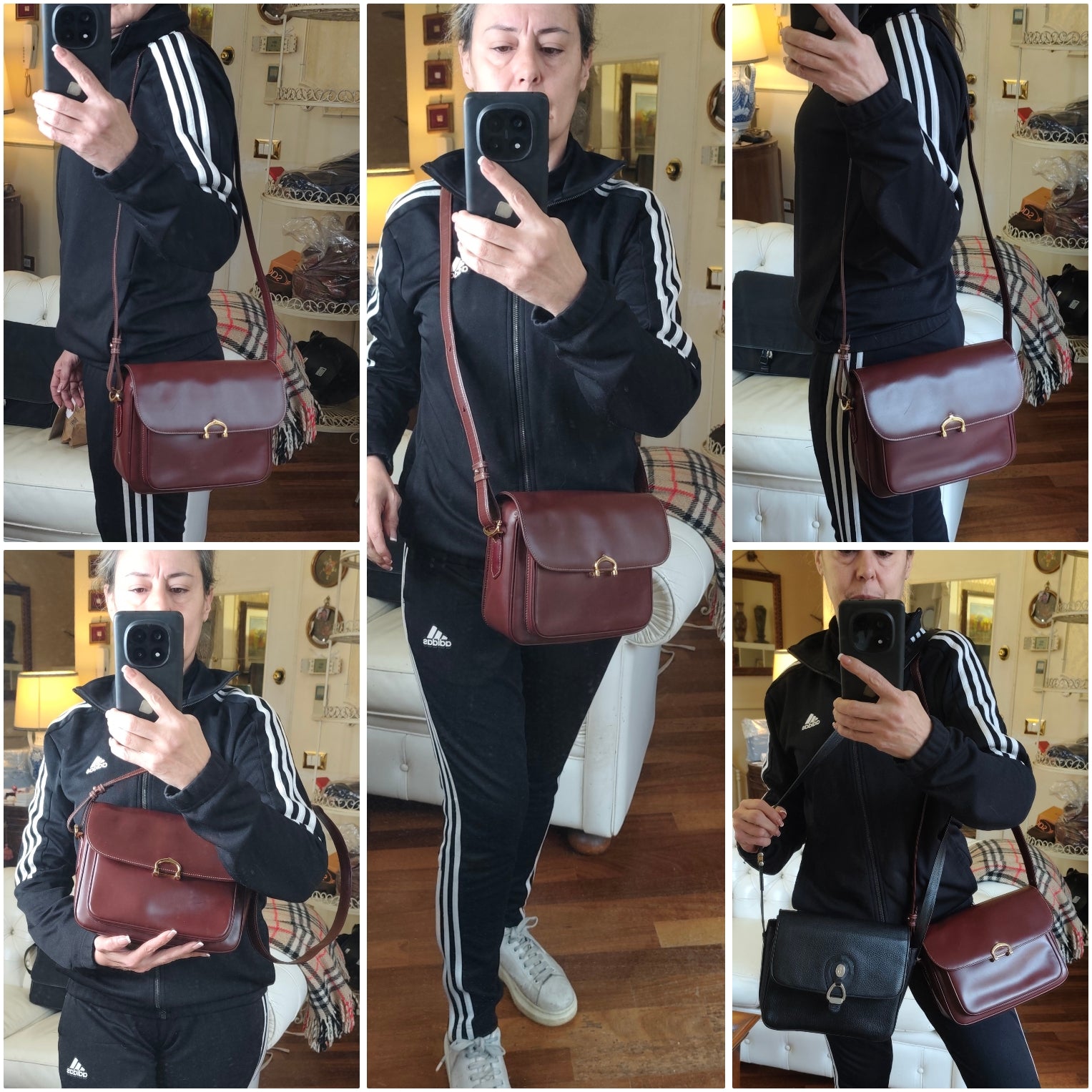 Cartier – Camera Bag Elegante Vintage in Pelle Bordeaux