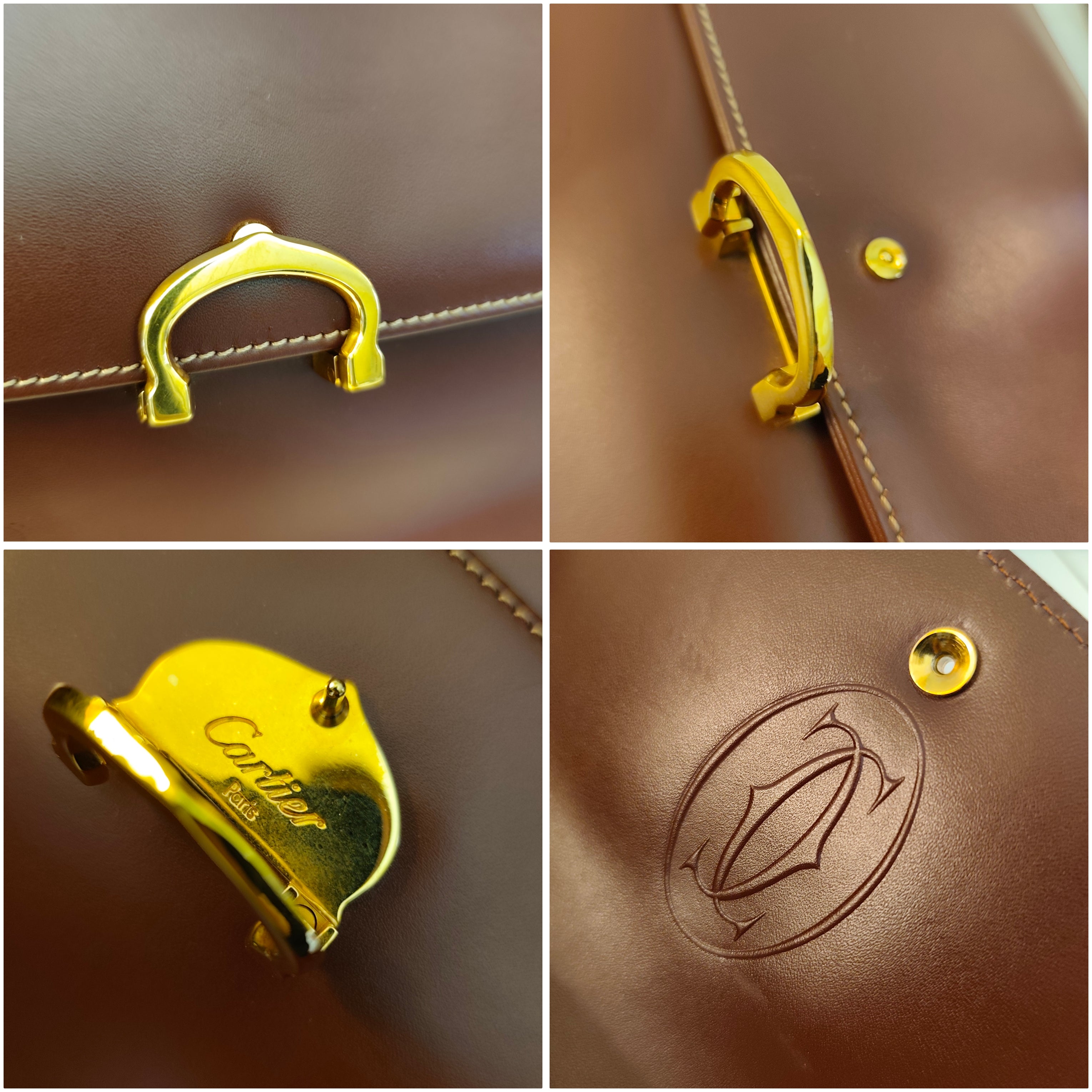 Cartier – Camera Bag Elegante Vintage in Pelle Bordeaux