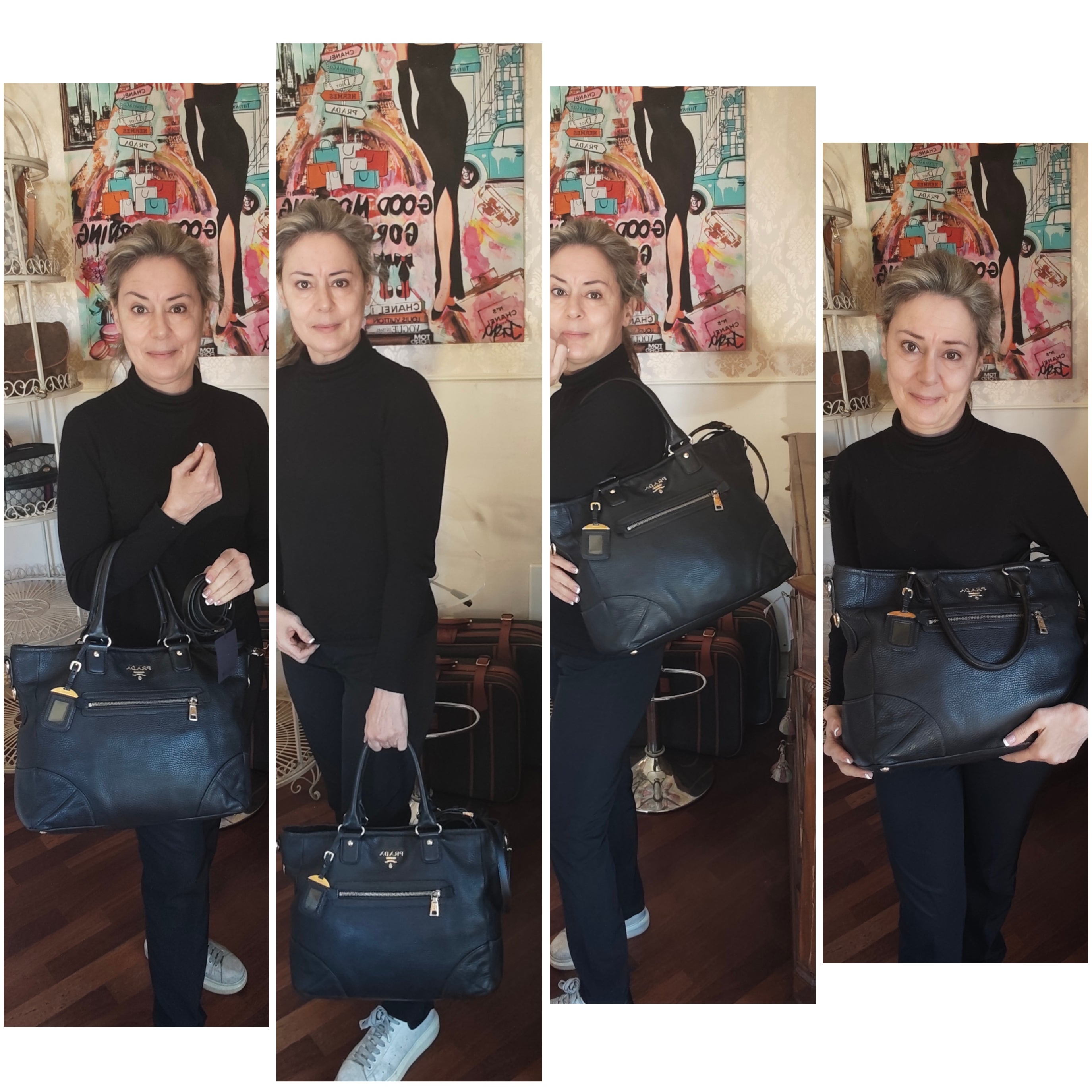 Prada – Tote Bag Shopper in Pelle Martellata Nera