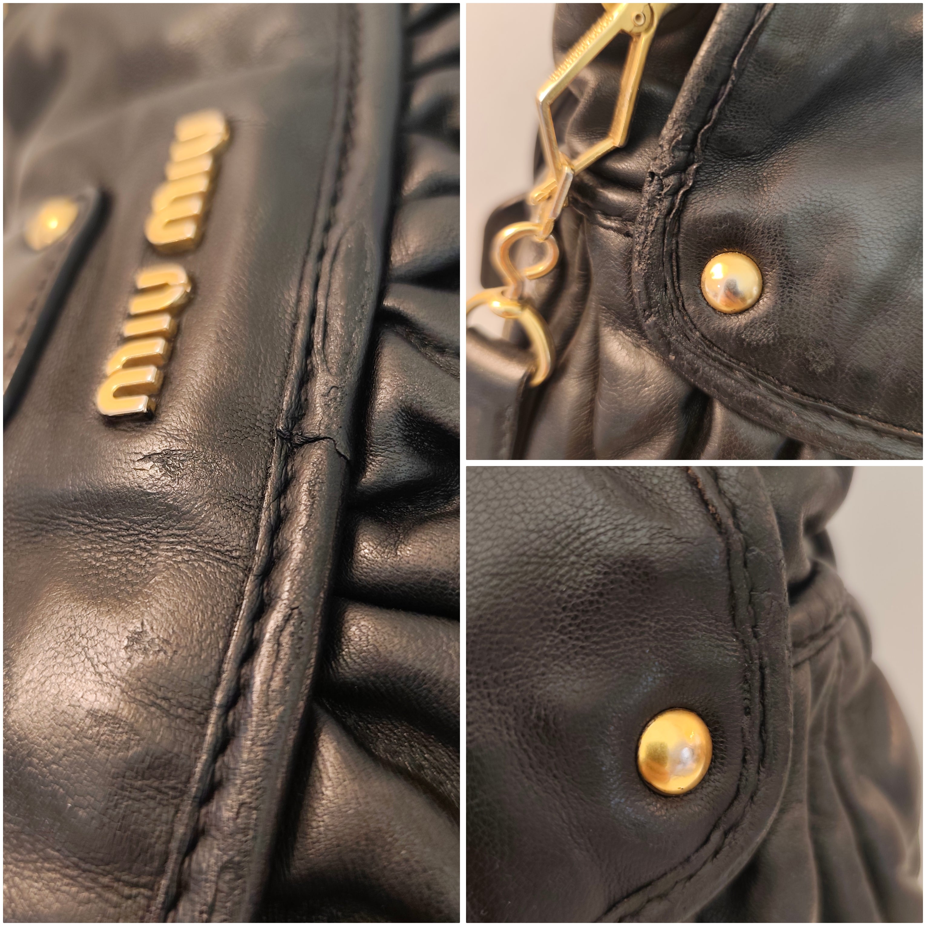 Miu Miu - Coffer Bag Borsa a Spalla in Pelle Matelassé Nera con Tracolla Vintage