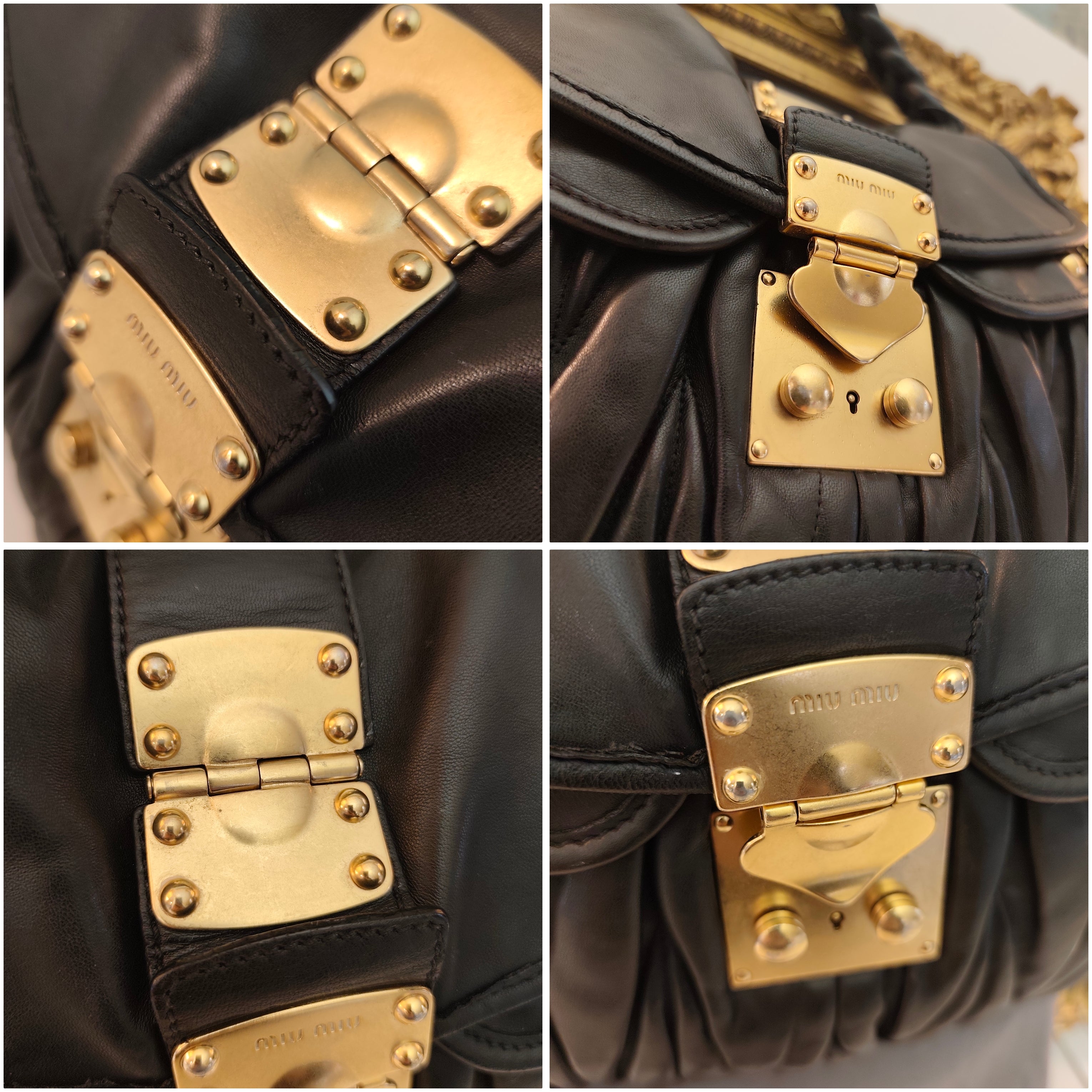 Miu Miu - Coffer Bag Borsa a Spalla in Pelle Matelassé Nera con Tracolla Vintage