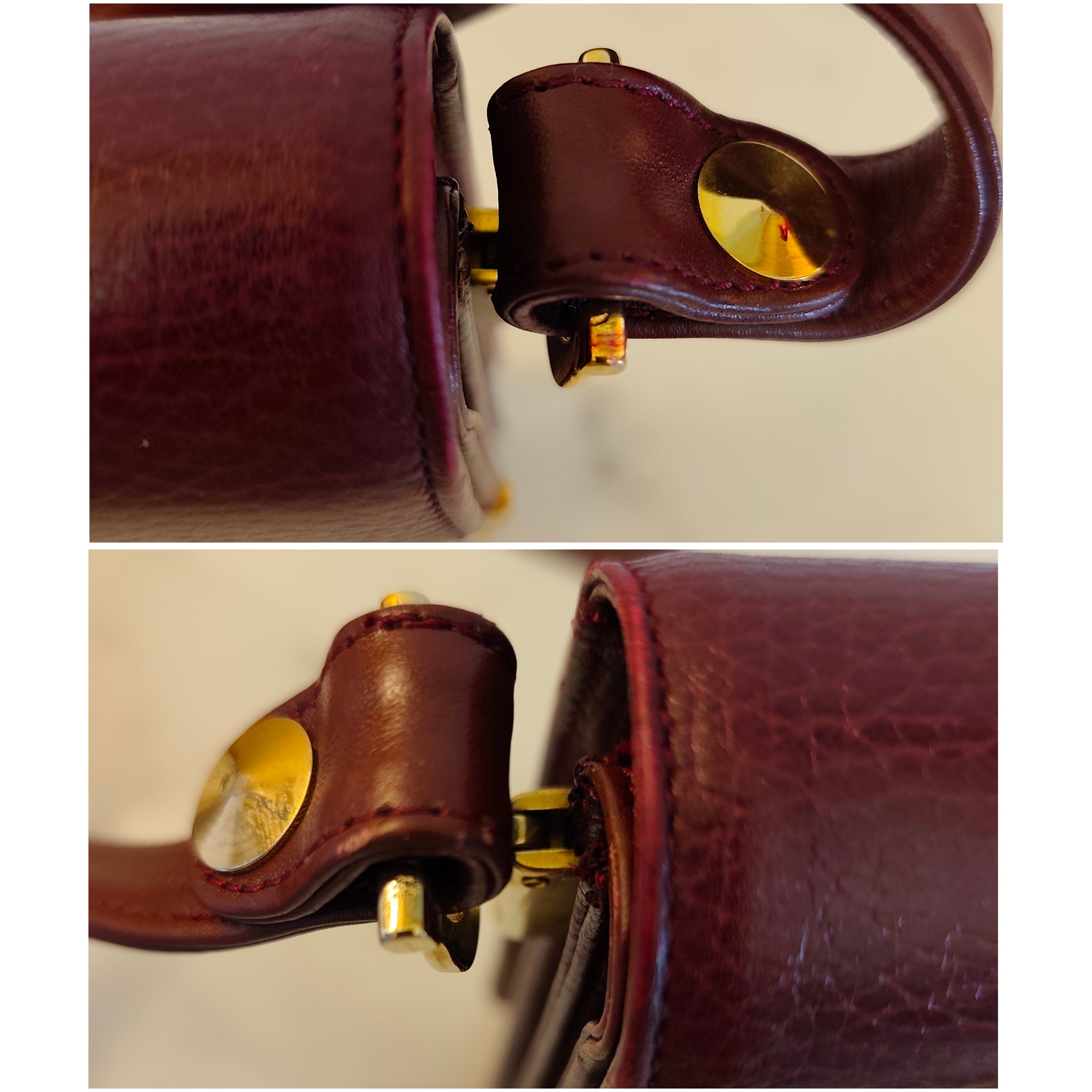 Cartier – Borsa Vintage Double Flap in Pelle Bordeaux