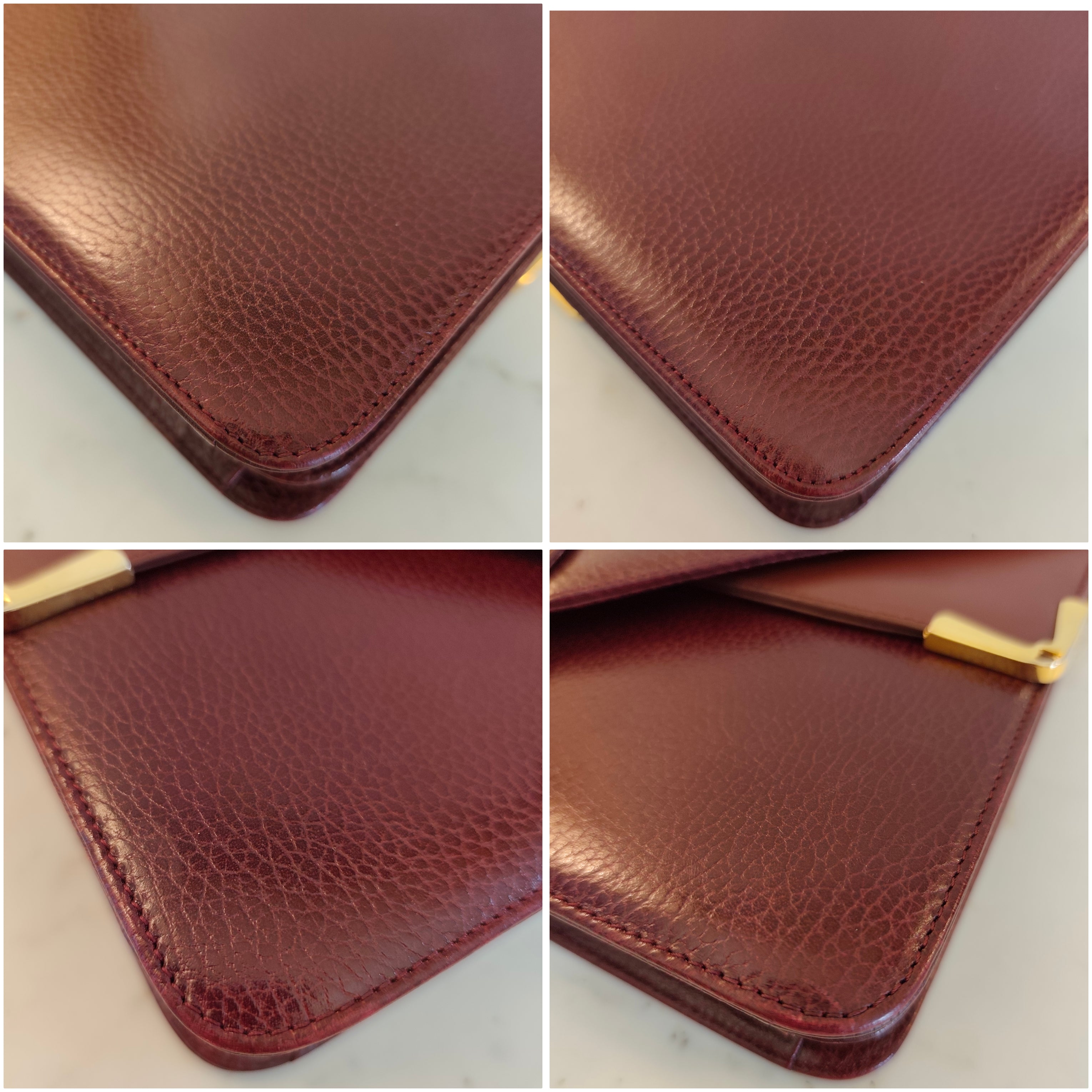 Cartier – Borsa Vintage Double Flap in Pelle Bordeaux