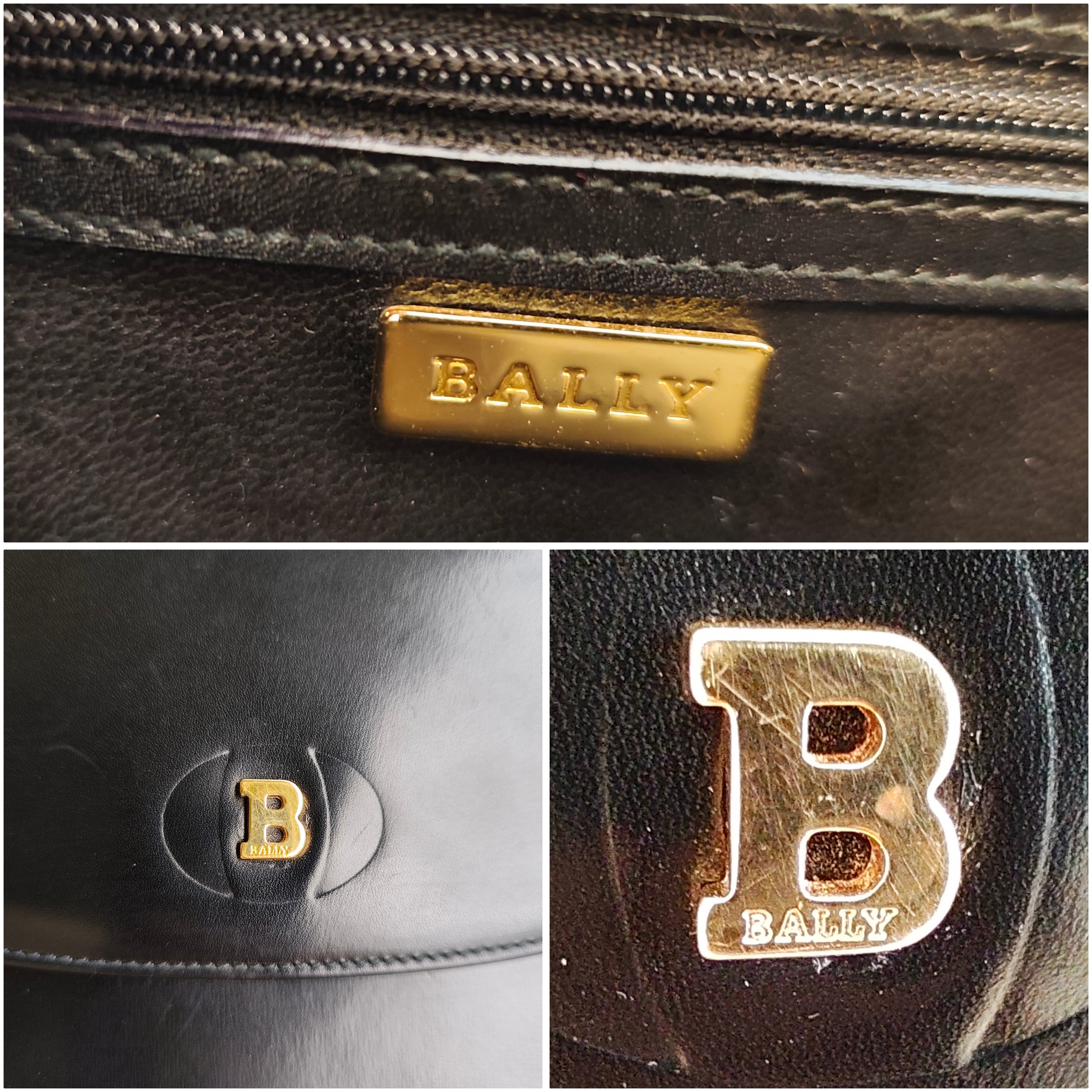 Bally – Camera Bag Vintage in Pelle Nera con Hardware Dorato