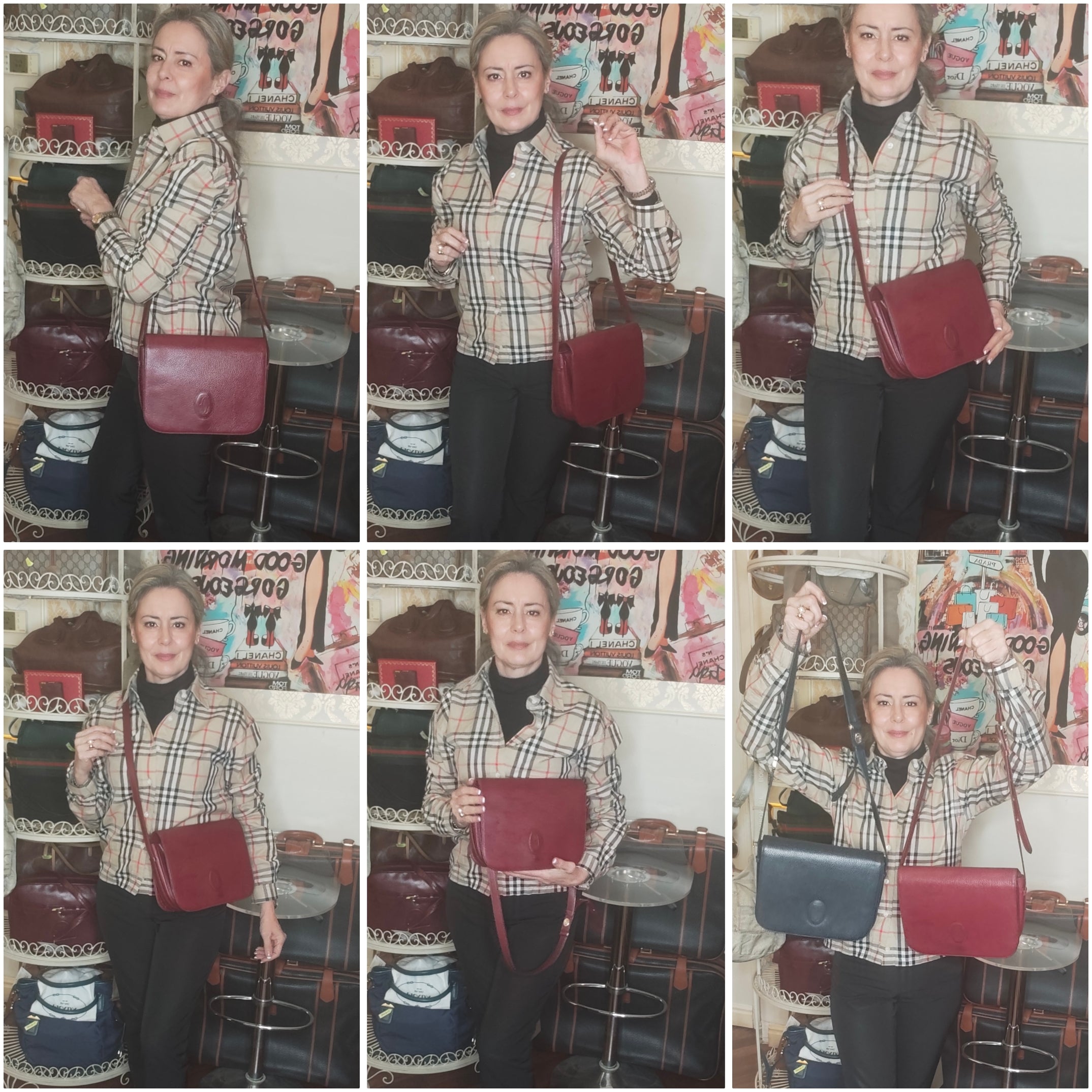 Cartier - Camera Bag a Patta Intera in Pelle Bordeaux Vintage