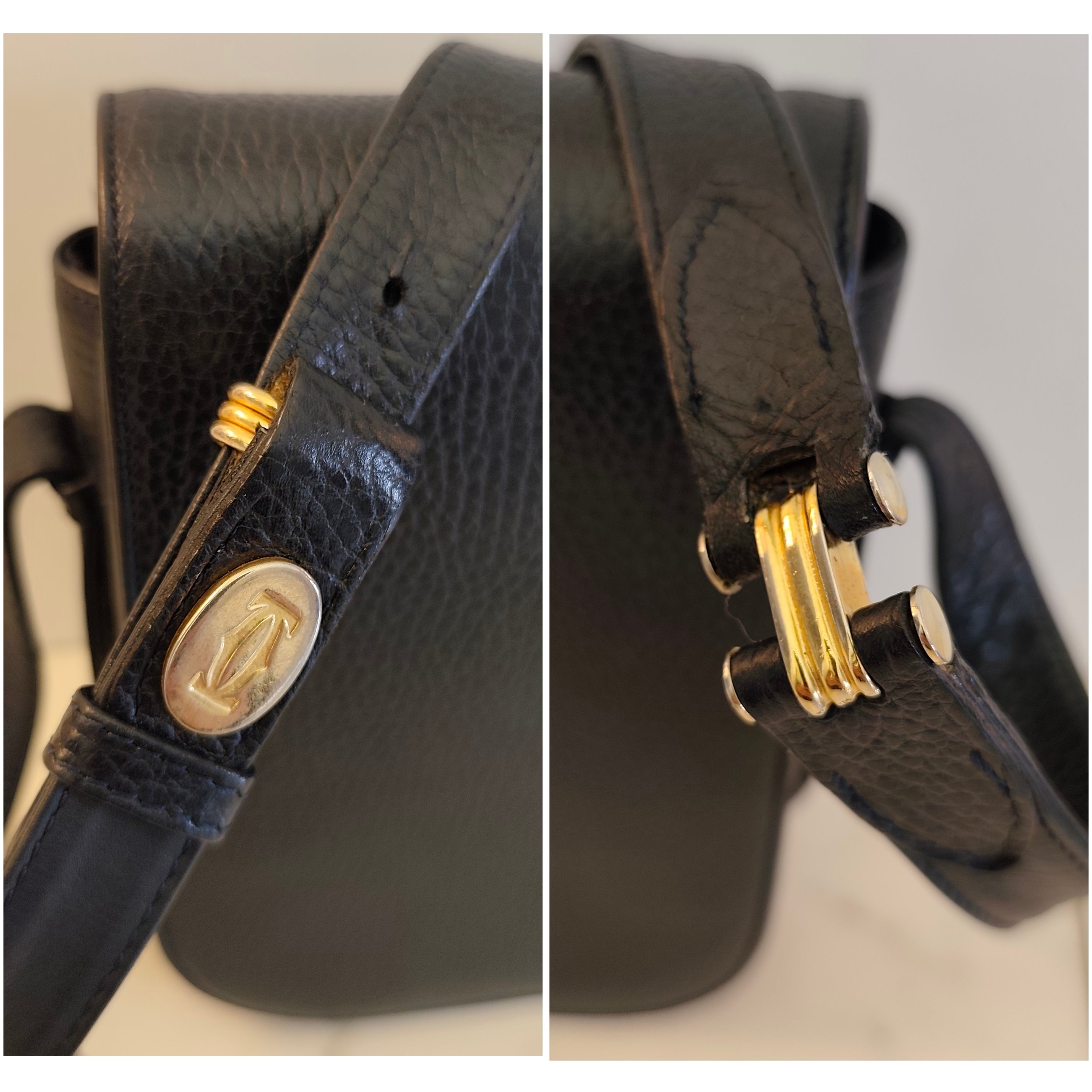 Cartier – Camera Bag a Patta Intera in Pelle Blu Vintage