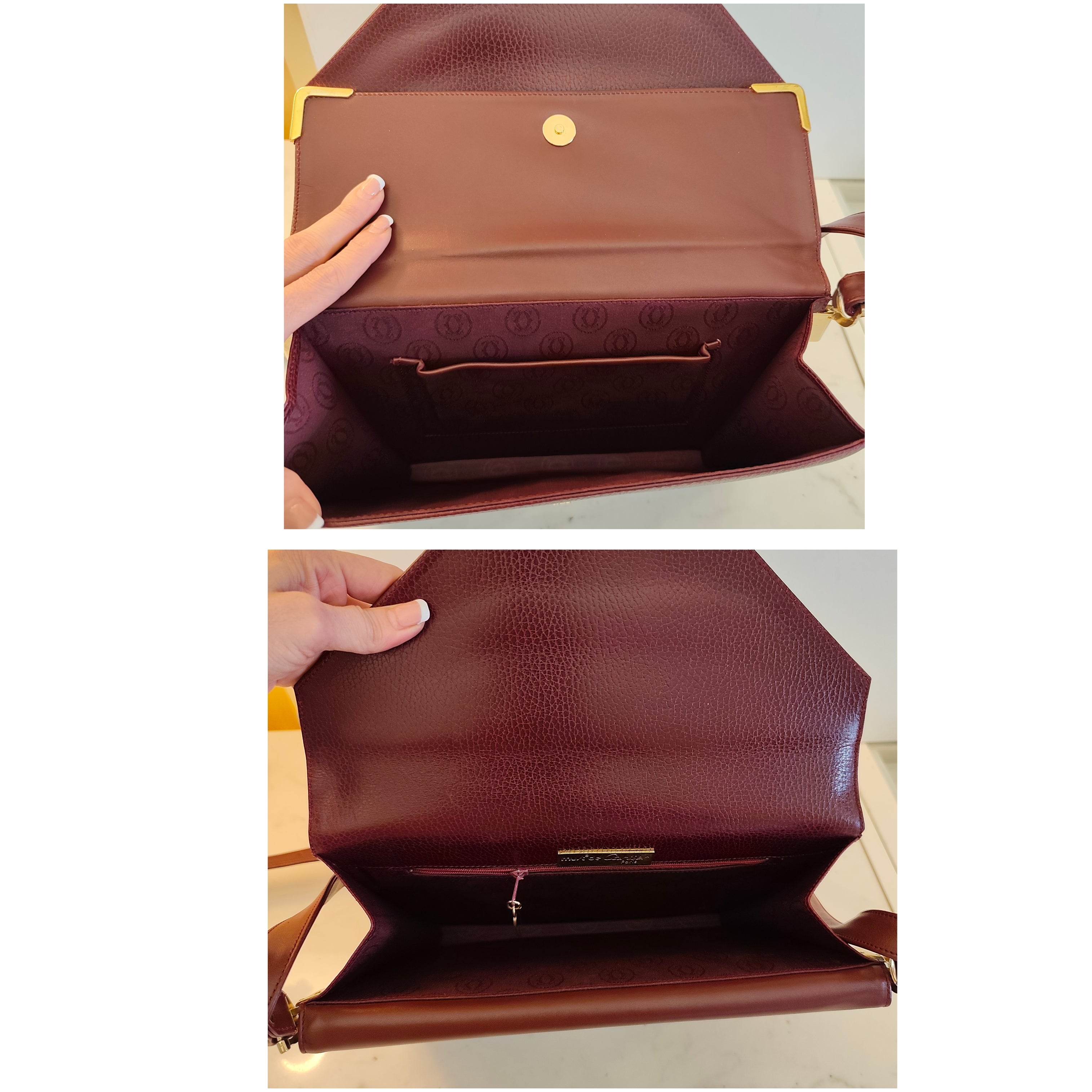 Cartier – Borsa Vintage Double Flap in Pelle Bordeaux